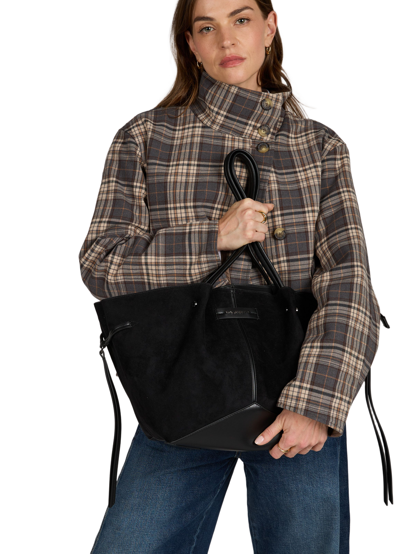 Suede effect K/Pierced bag KARL LAGERFELD Black