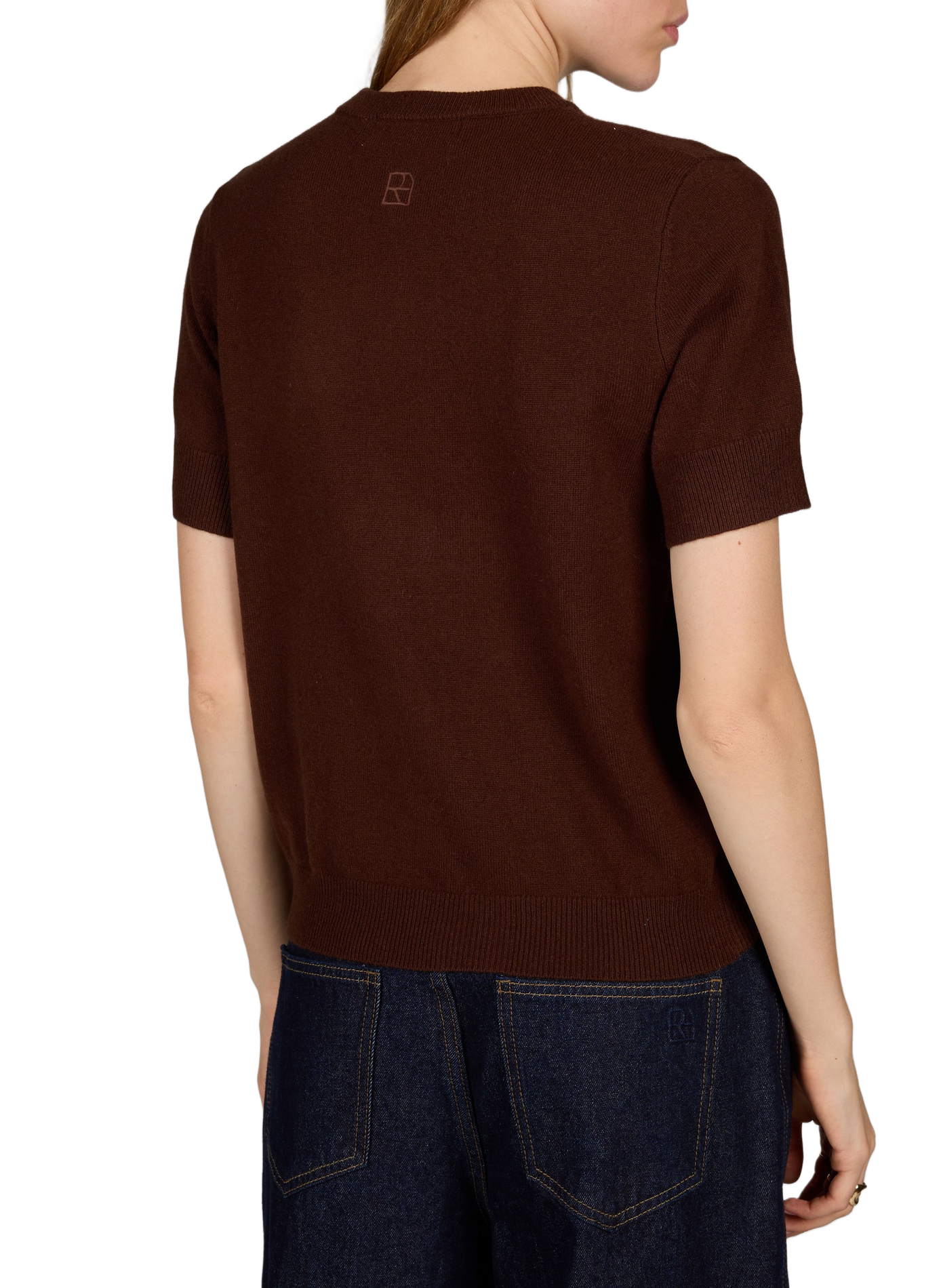 Straight cut round neck wool sweater ROUGE EDIT Brown
