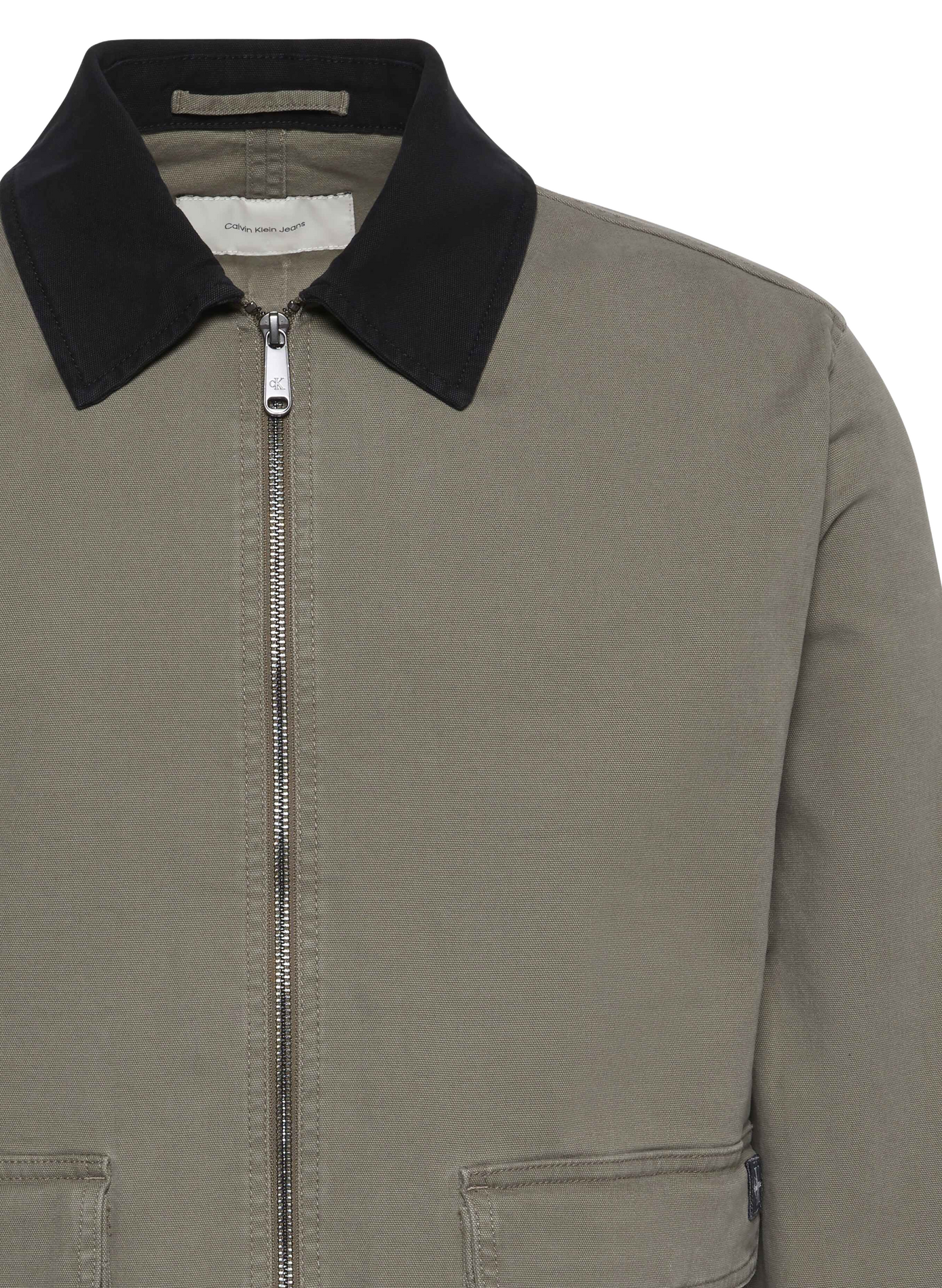 Blouson droit col classique en coton mélangé CALVIN KLEIN Kaki