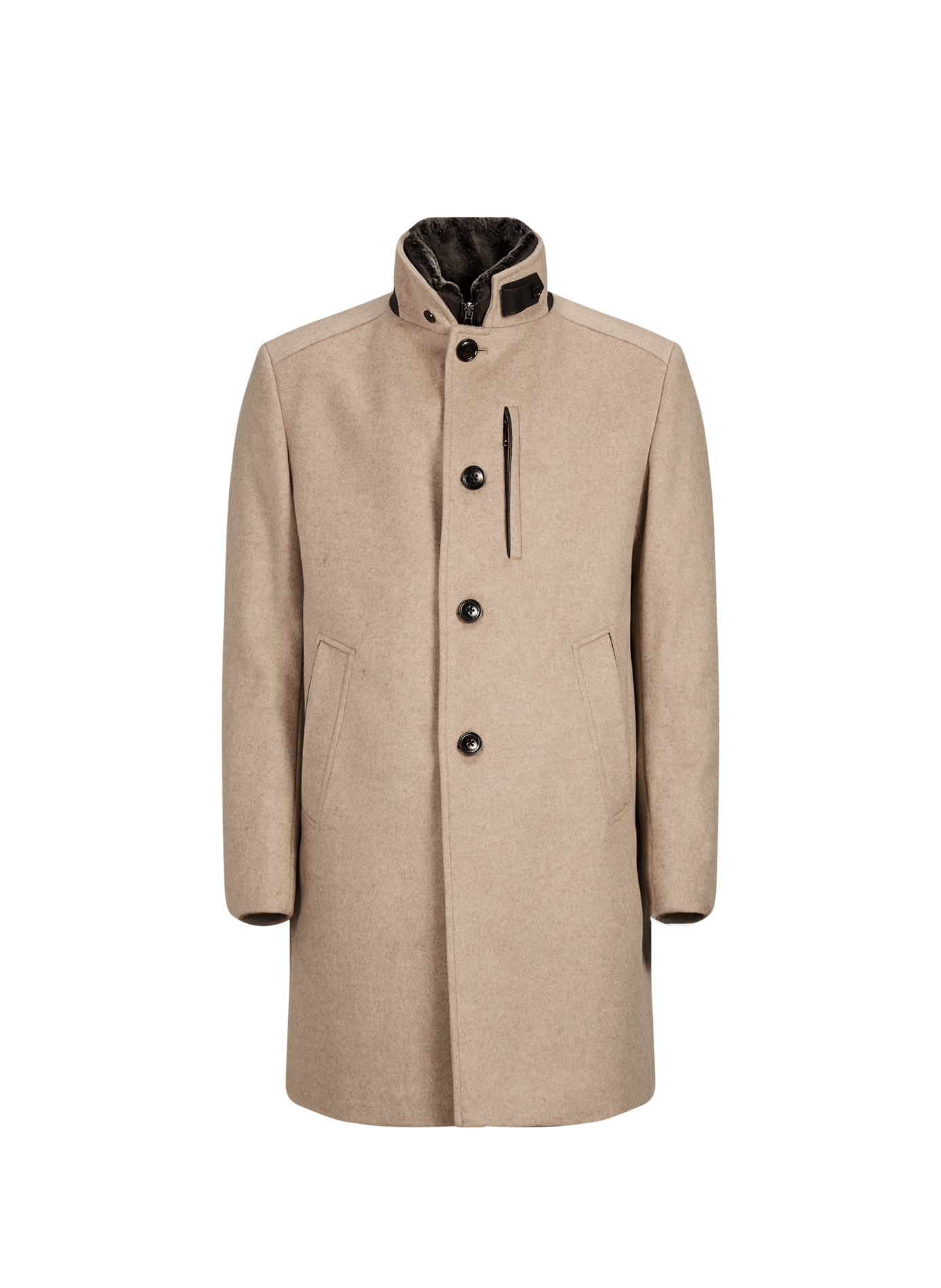 Manteau col montant en laine mélangée