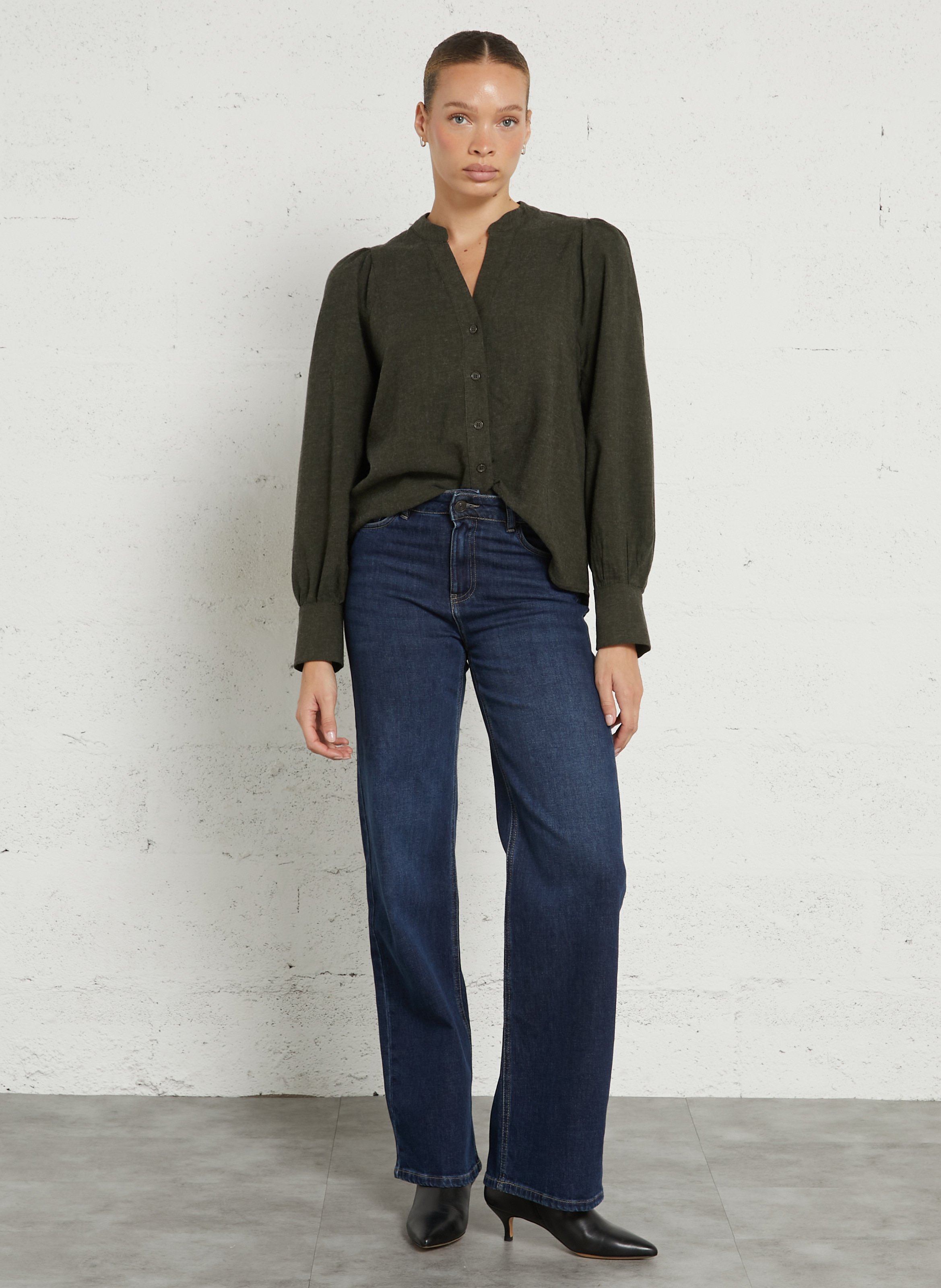 Losvallende blouse met V-hals LA FEE MARABOUTEE Groen