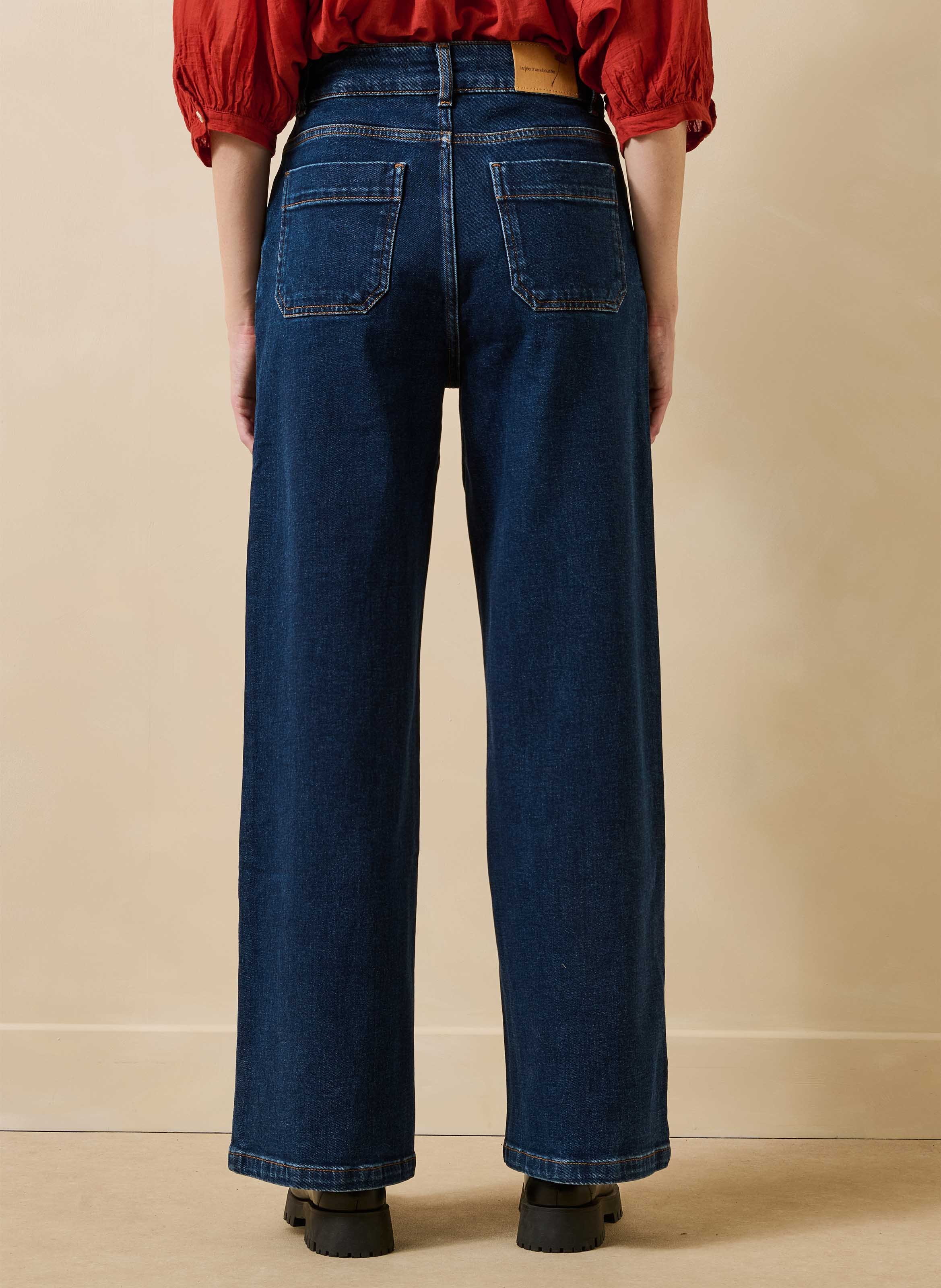 Wijde jeans van een mix met biologisch katoen LA FEE MARABOUTEE Blauw