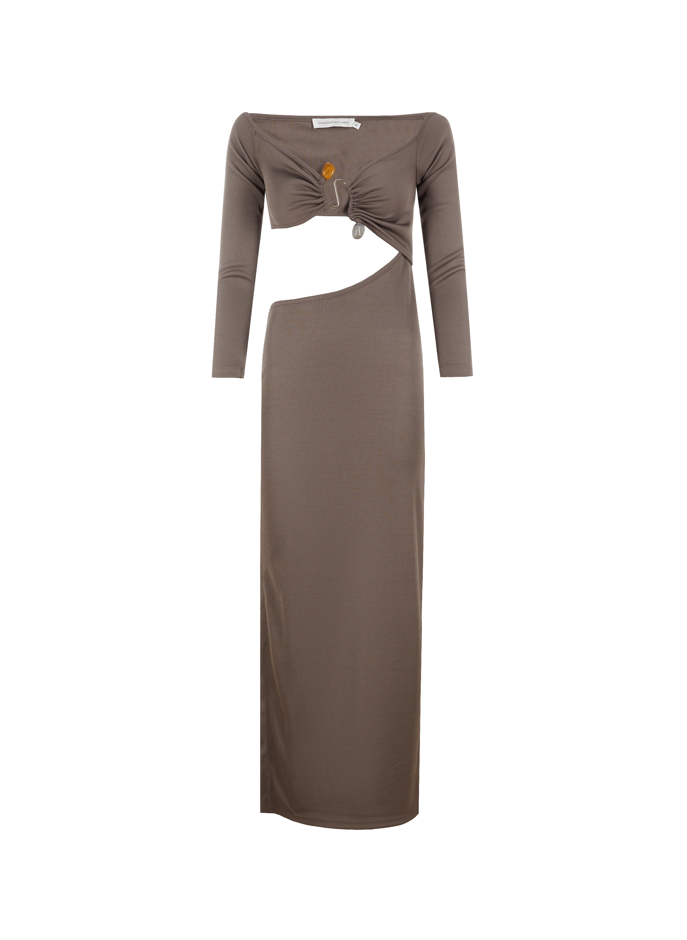 Robe longue en maille côtelée