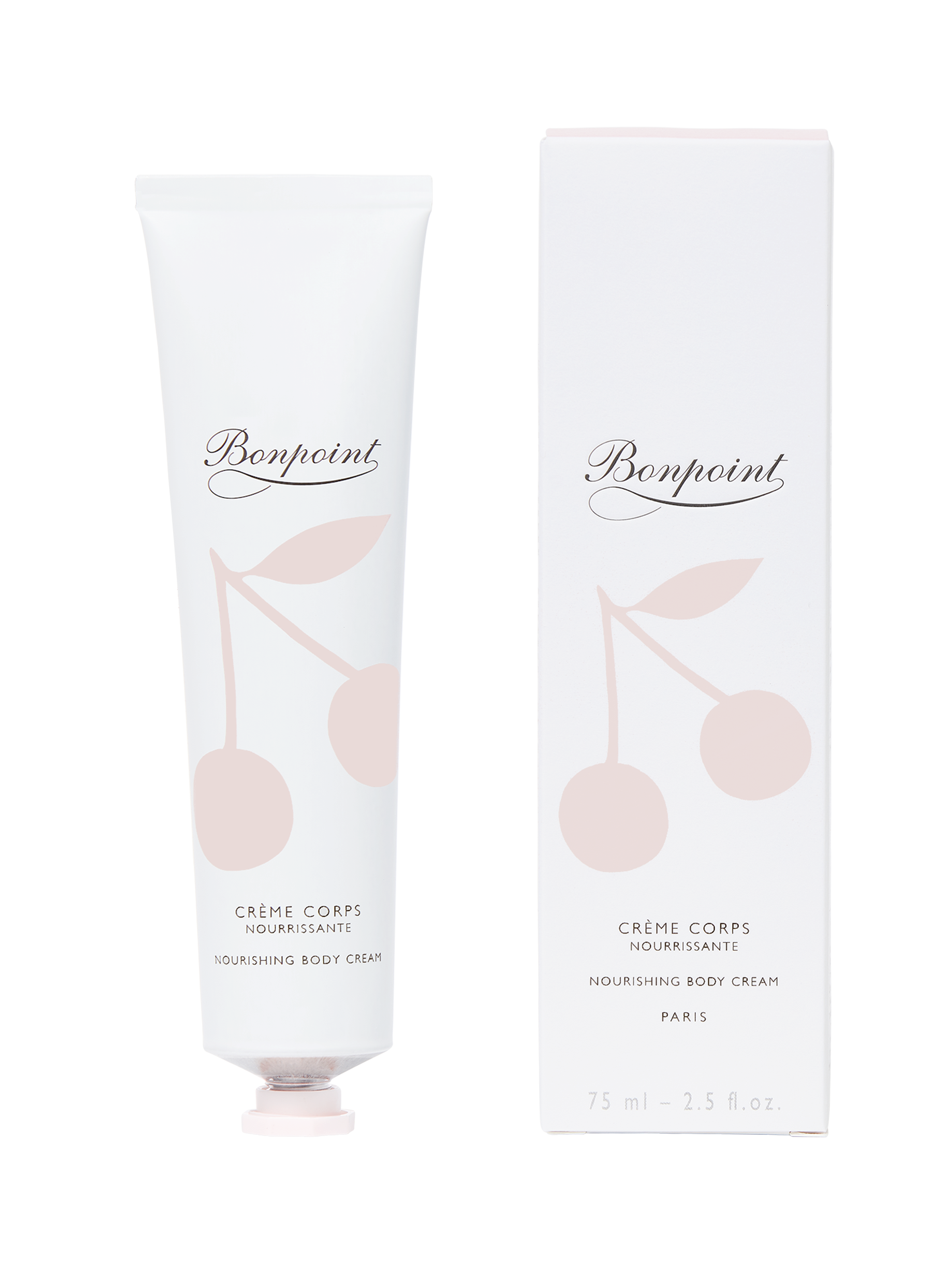Nourishing body cream in a pale pink tube No color