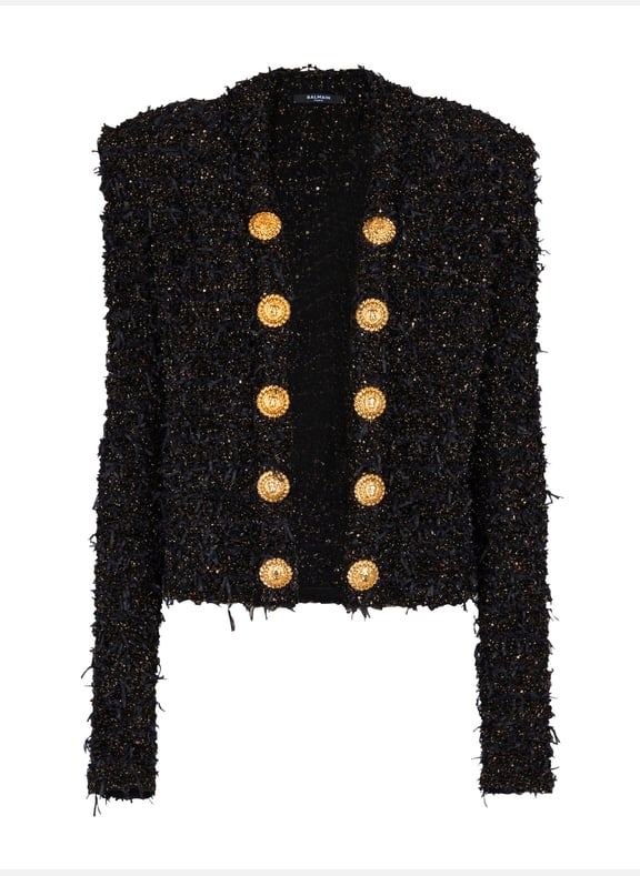 Veste bord à bord en tweed Noir by BALMAIN BALMAIN Veste bord à bord en tweed Noir