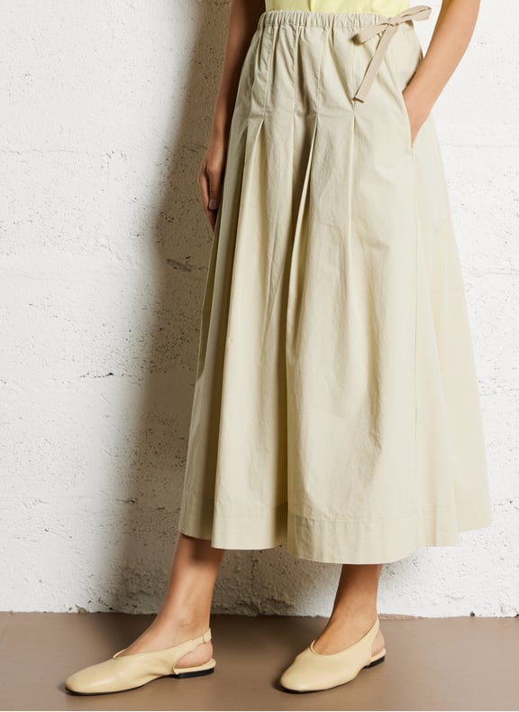 Jupe midi évasée en coton bio amalia Beige by SOEUR SOEUR Jupe midi évasée en coton bio amalia Beige