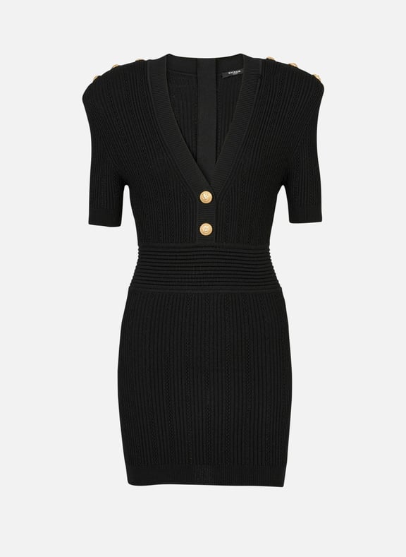 Robe courte en maille éco-design Noir by BALMAIN BALMAIN Robe courte en maille éco-design Noir