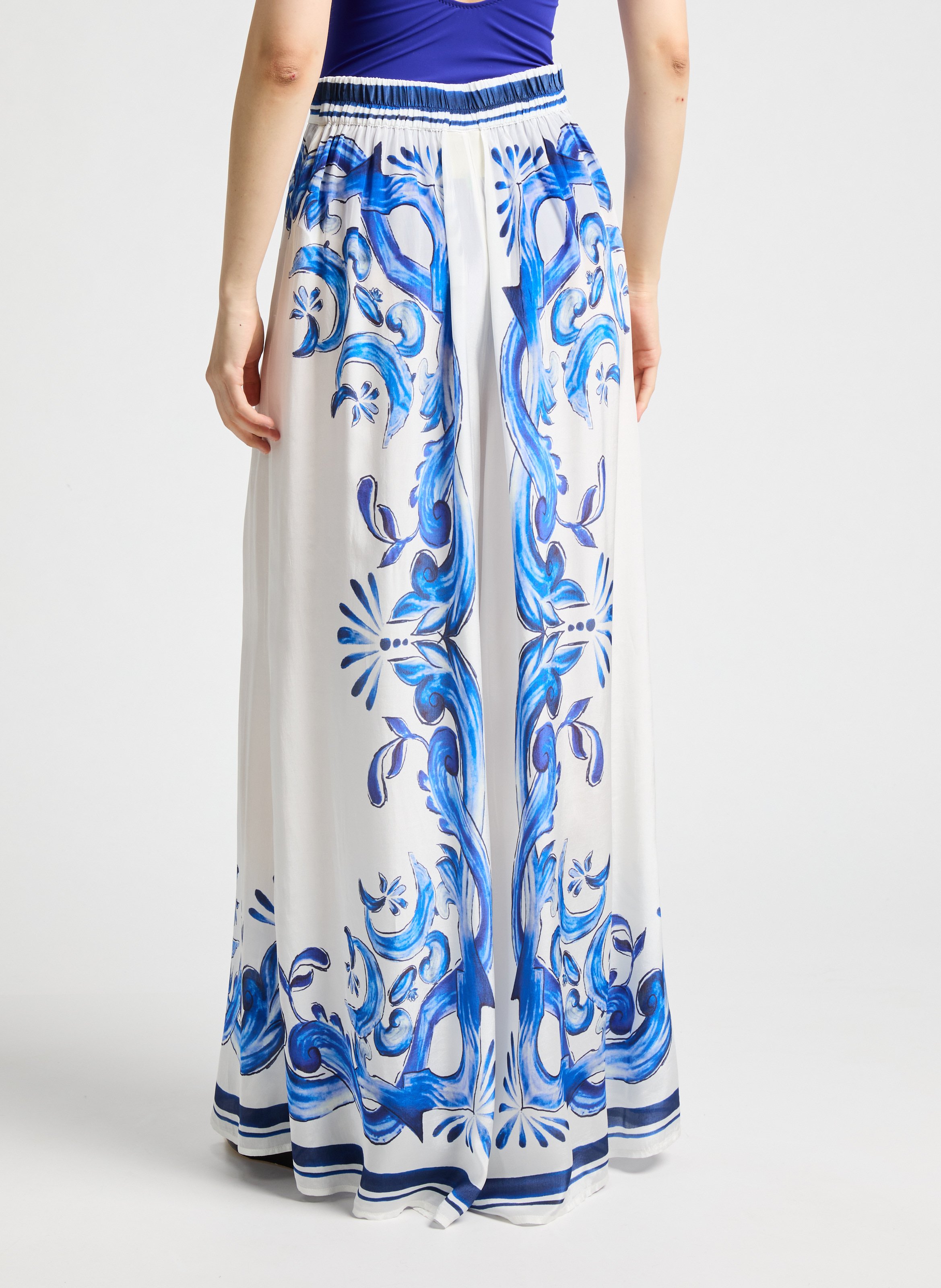 Fluid Garden Tiles Pants FARM RIO White