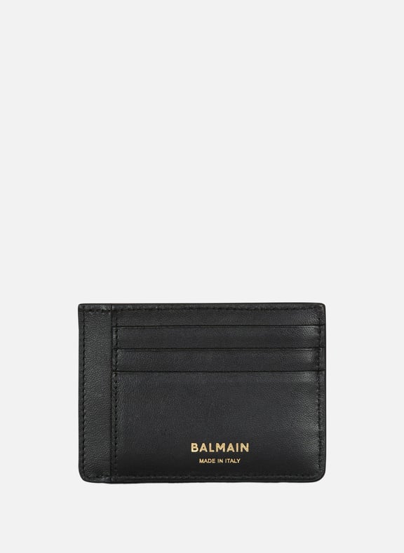 Porte-cartes anthem en cuir de veau Noir by BALMAIN BALMAIN Porte-cartes anthem en cuir de veau Noir