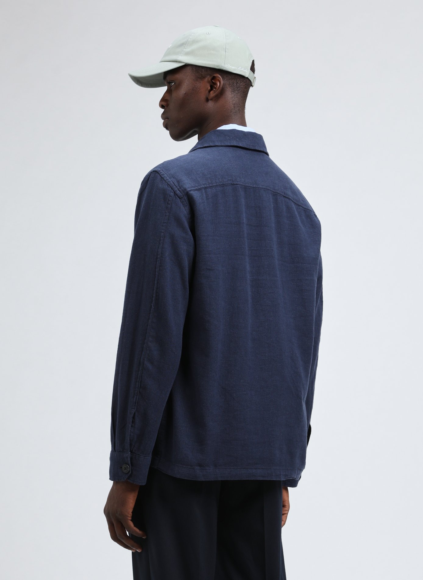 Cotton and linen shirt SELECTED Blue