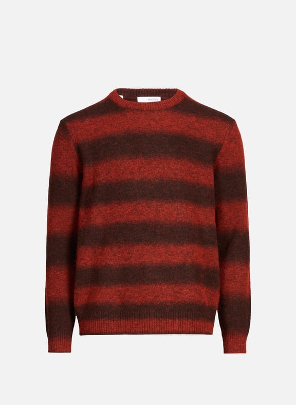Straight Striped Sweater Red by SELECTED SELECTED Straight Striped Sweater Red