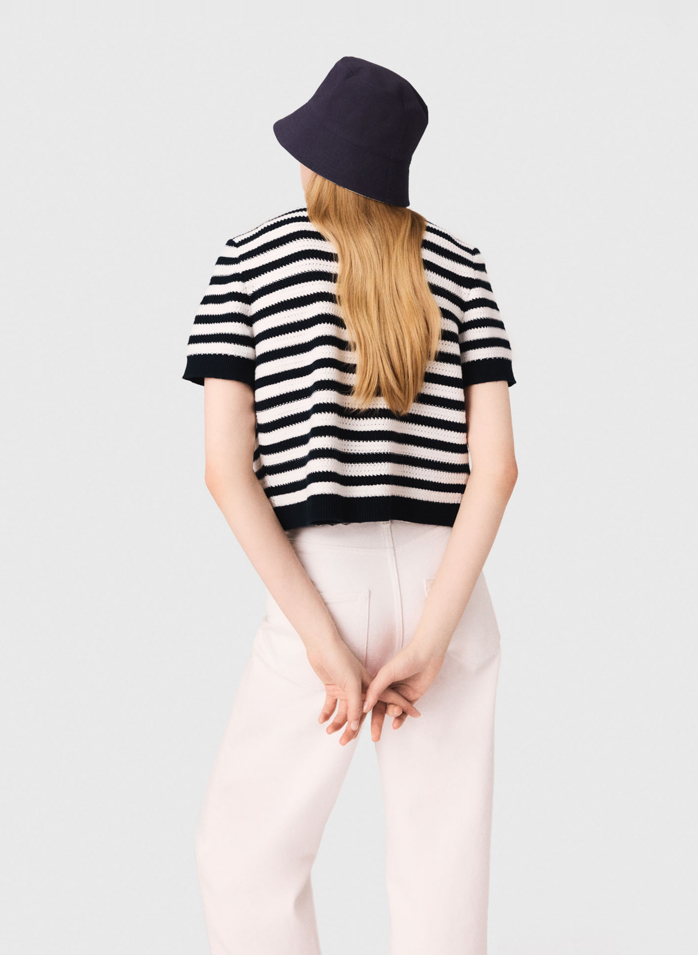 Cardigan boutonné à rayures MAJE Blanc