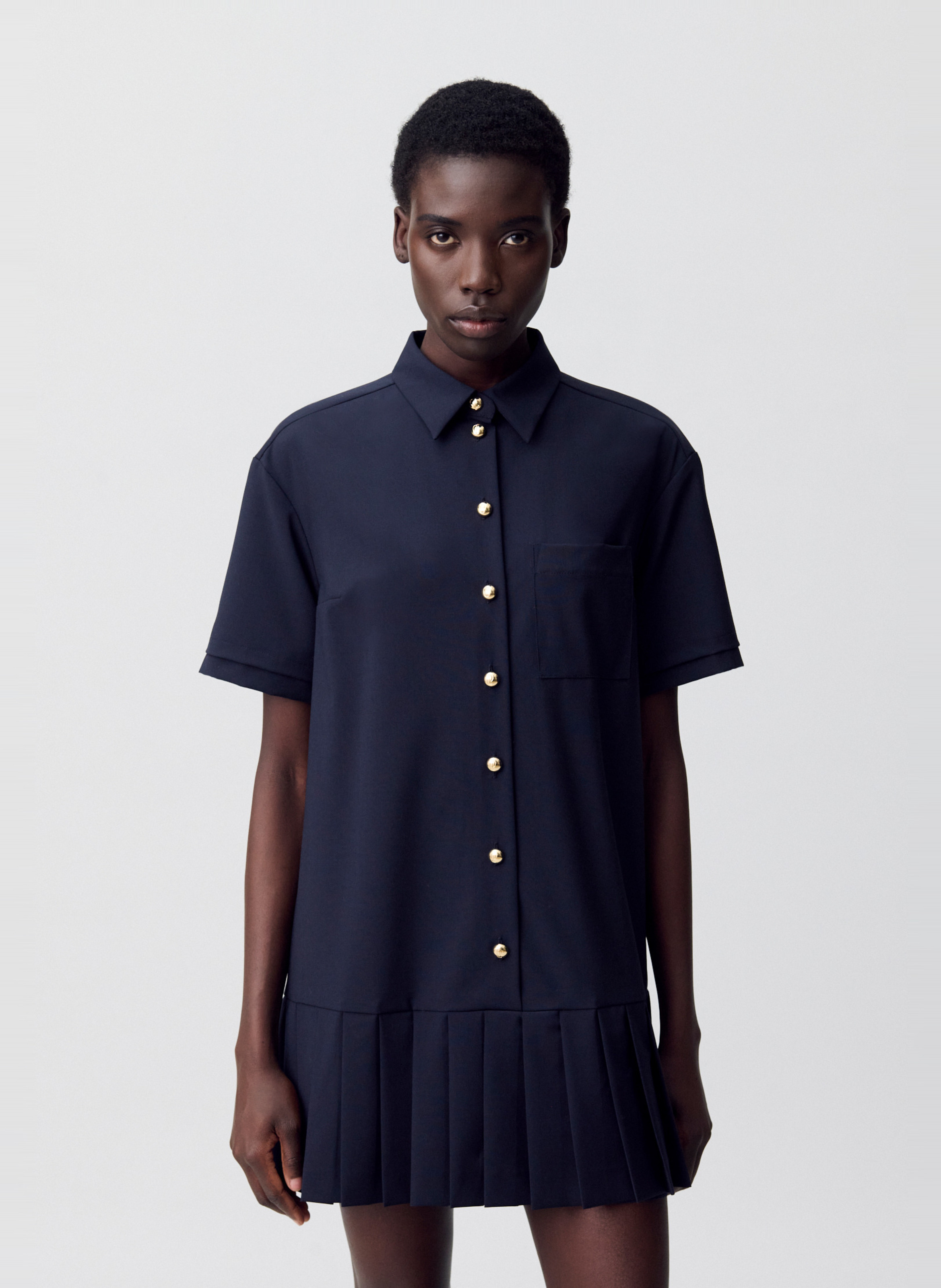 Robe courte col classique en laine mélangée rosaliabis CLAUDIE PIERLOT Bleu