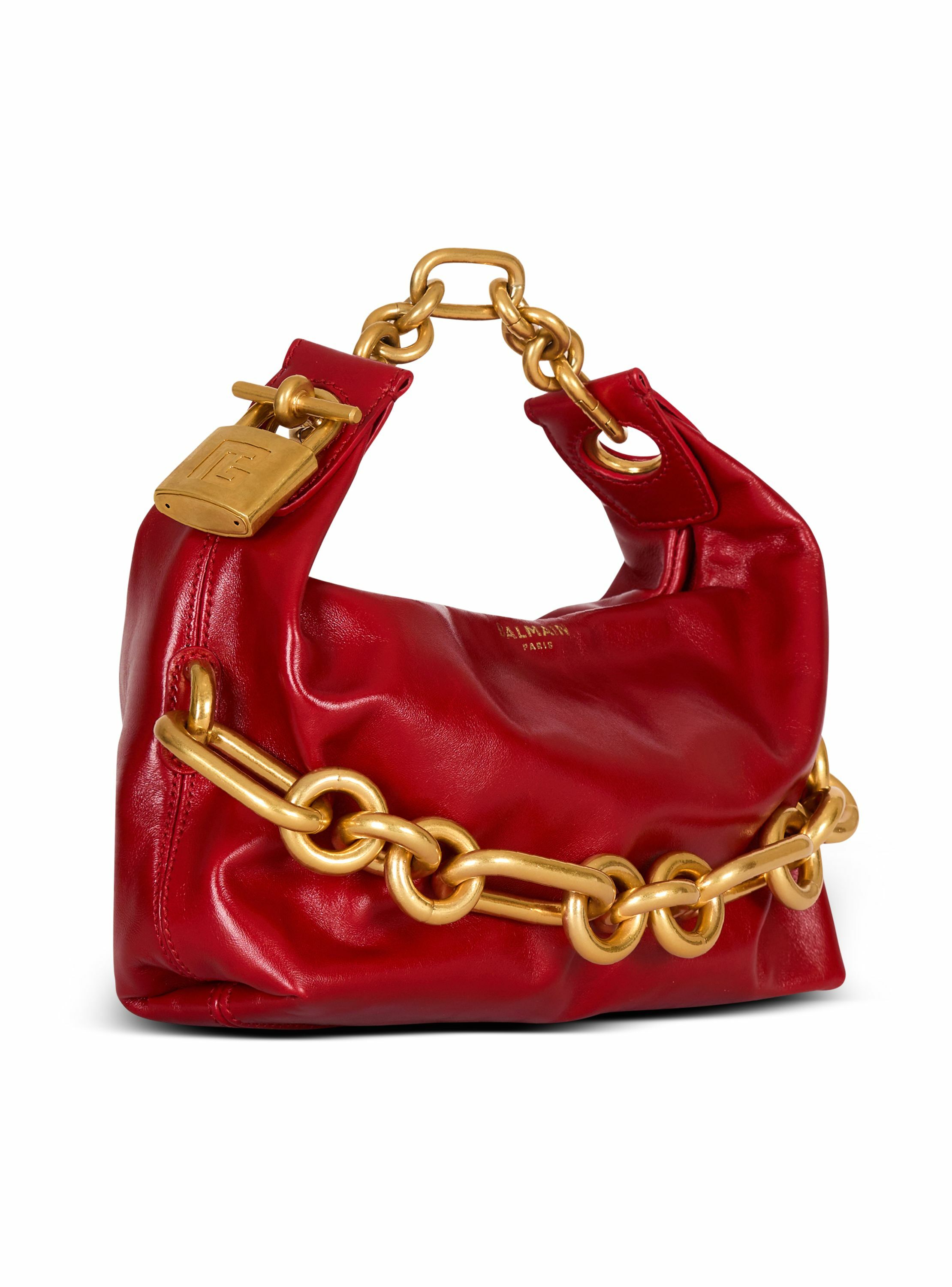 Sac sync mini en cuir de veau BALMAIN Rouge