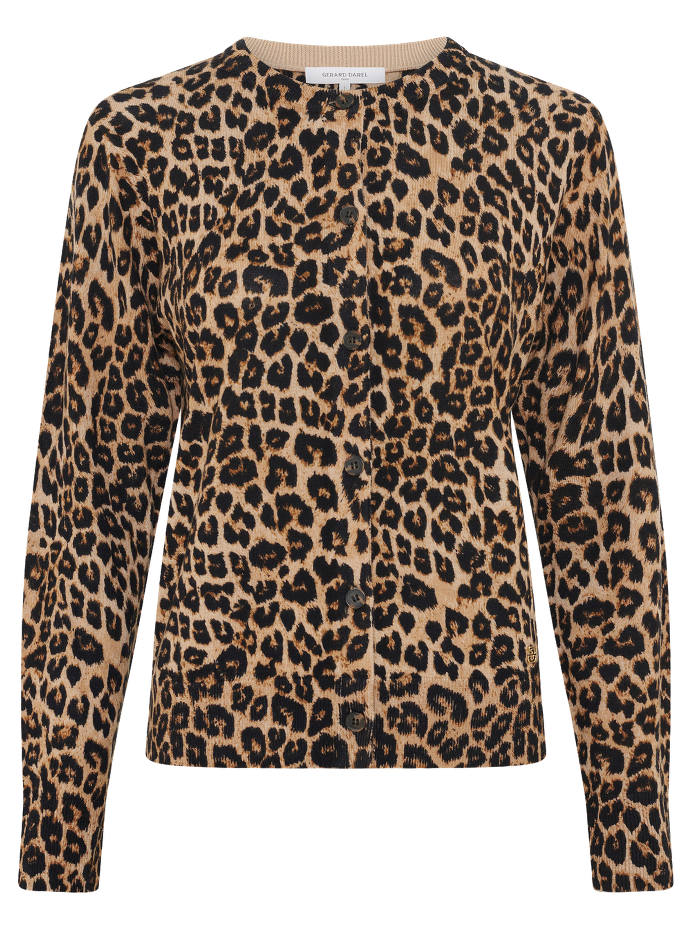 Gilet léopard en laine fine - elodie GERARD DAREL Marron