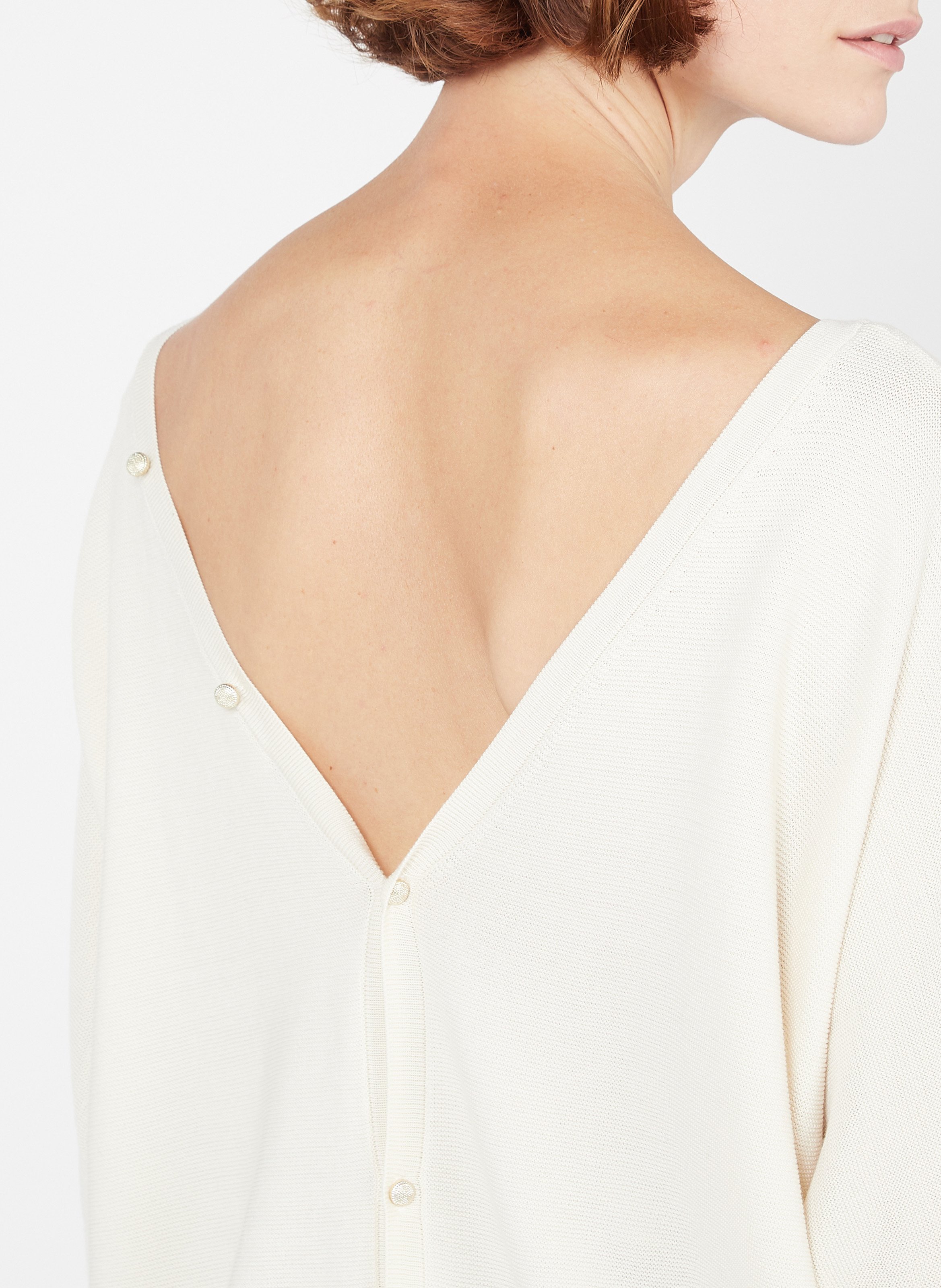 Gilet boutonné col v en coton mélangé elsy Beige