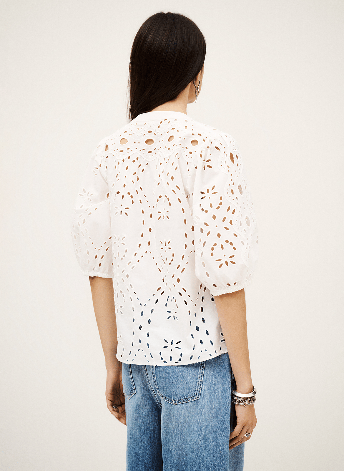 Chemise droite en coton brodé beatrice BA&SH Beige