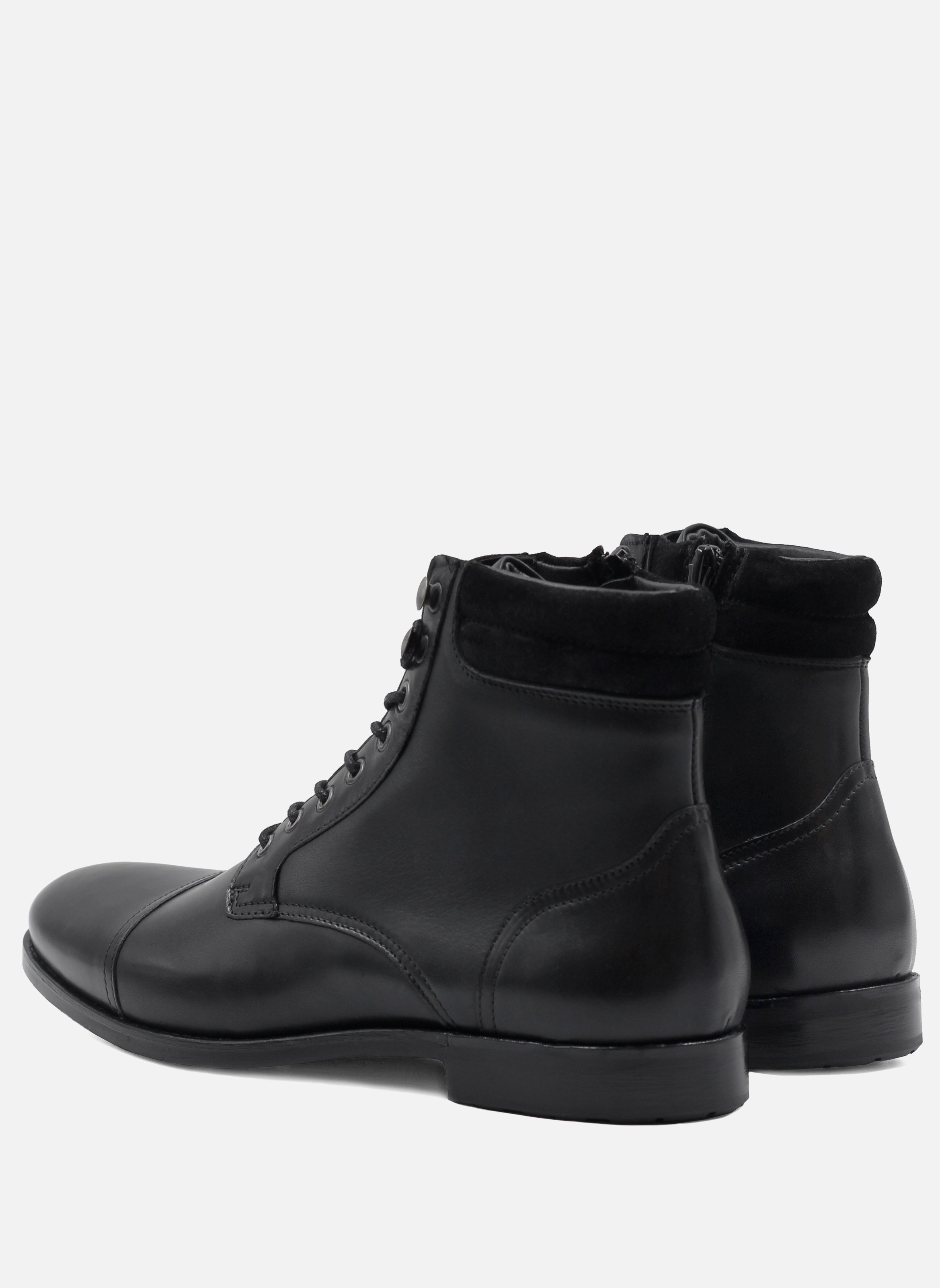 Ranger boots à col cuir lisse JULES & JENN Noir