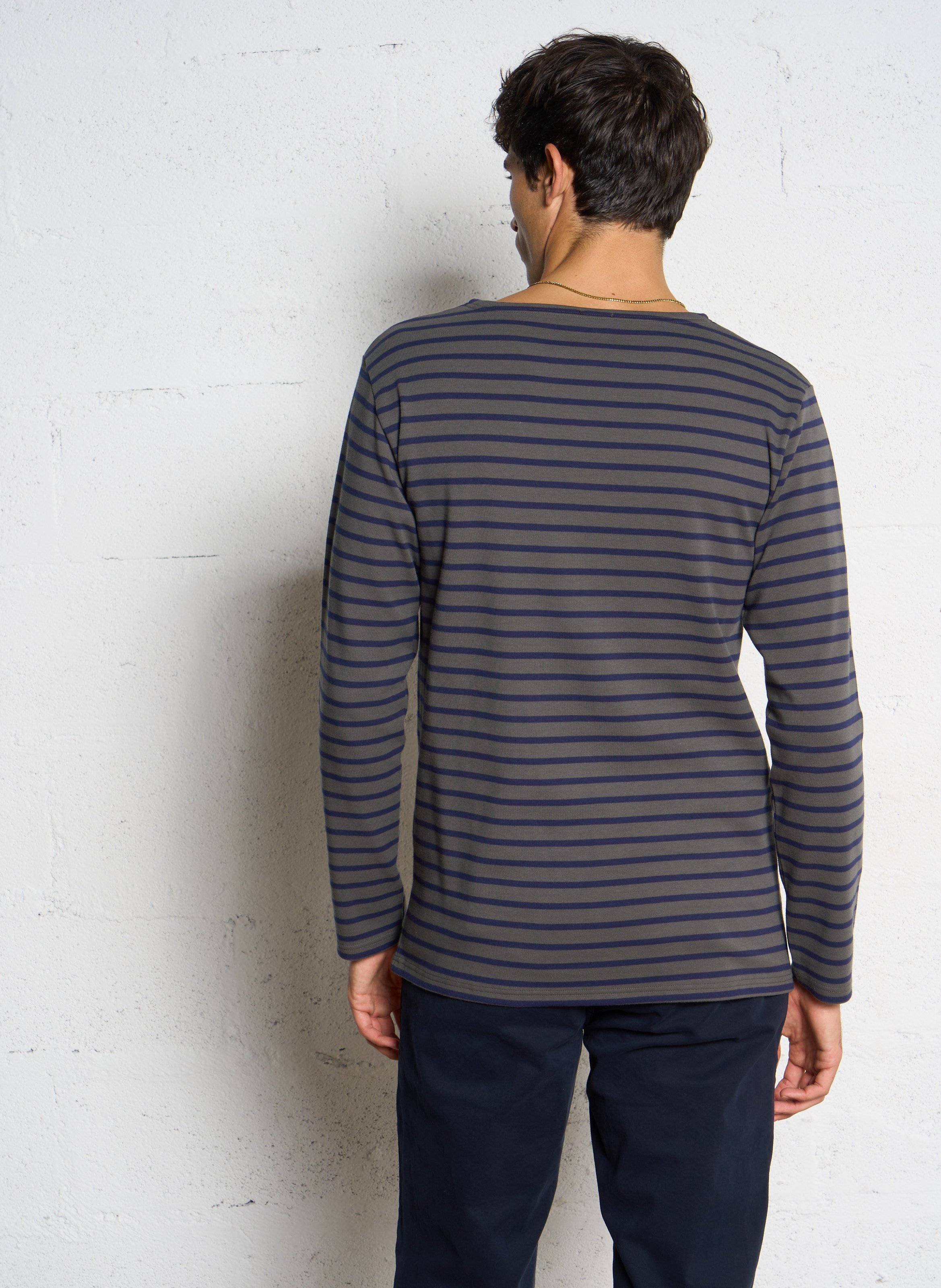 T-shirt col rond à rayures en coton houat ARMOR-LUX Bleu