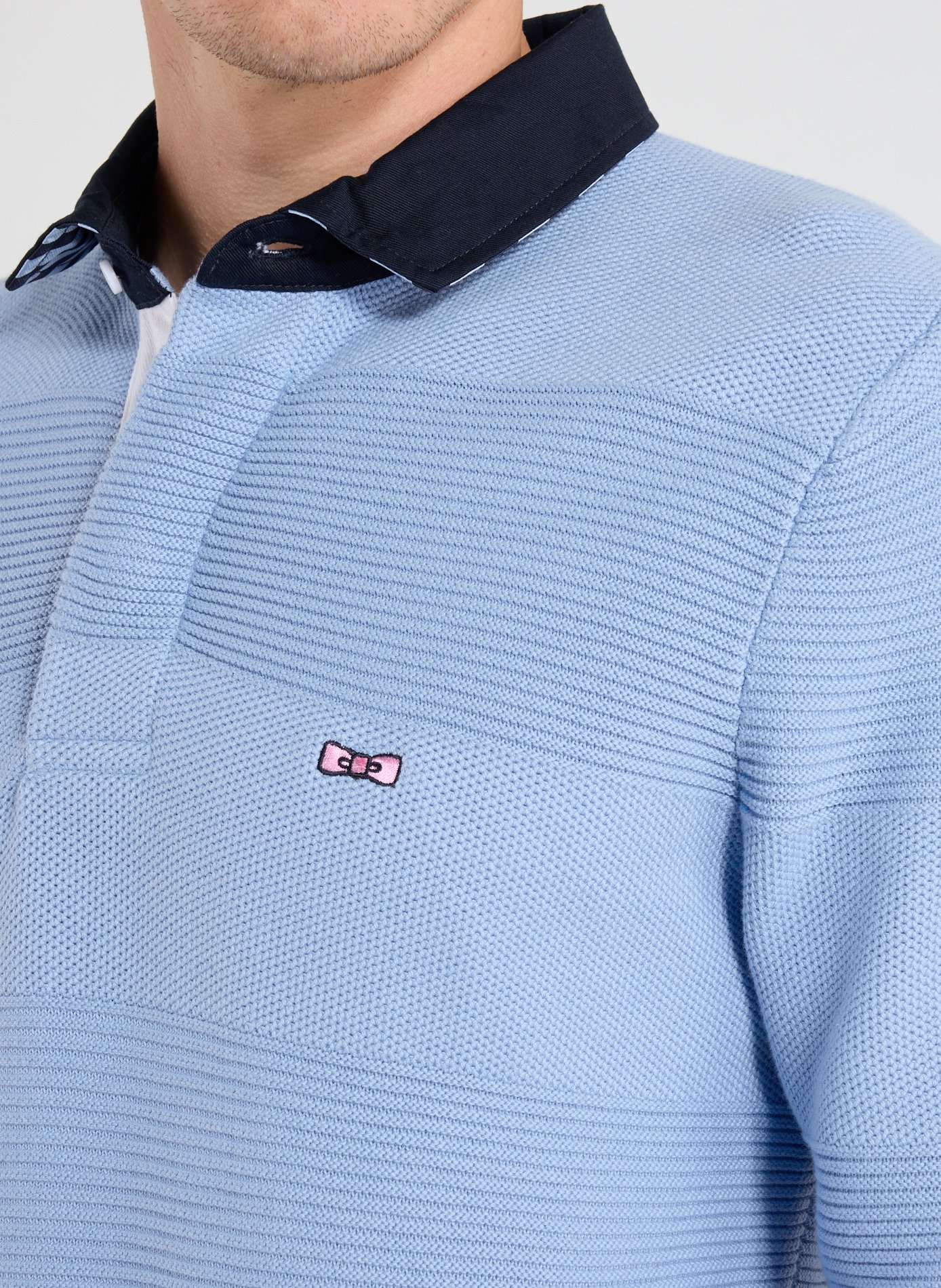 Pull col polo en coton EDEN PARK Bleu