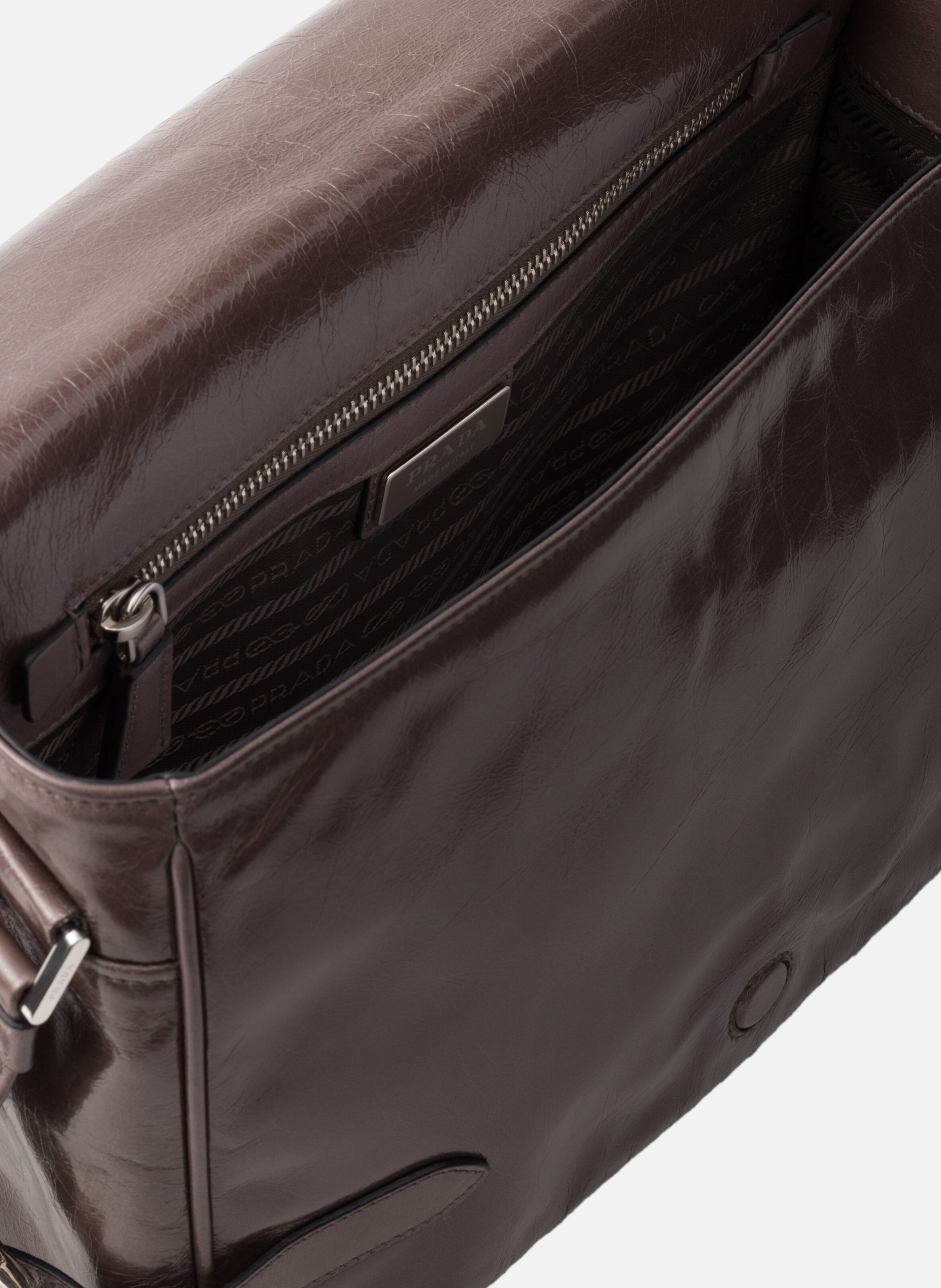 Sac à bandoulière en cuir PRADA Gris