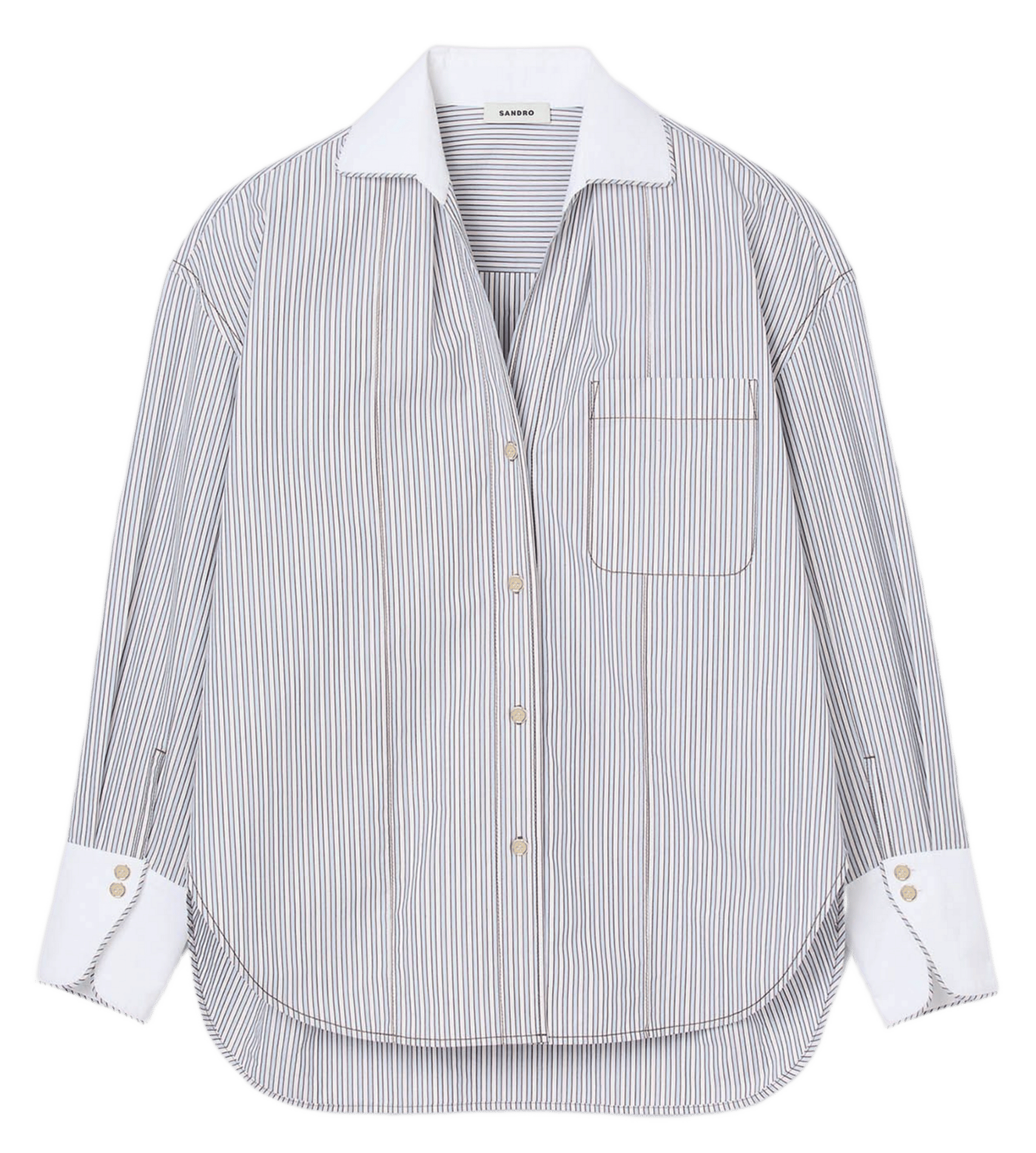 Chemise ample rayée en coton SANDRO Beige