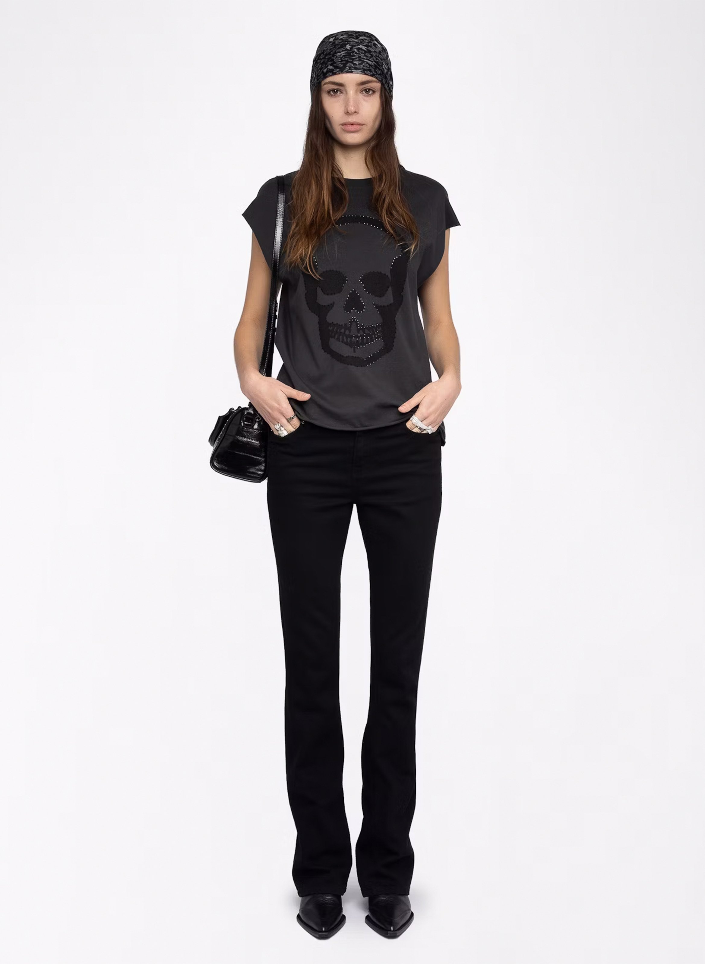 Tee-shirt droit col rond en coton cloe Gris