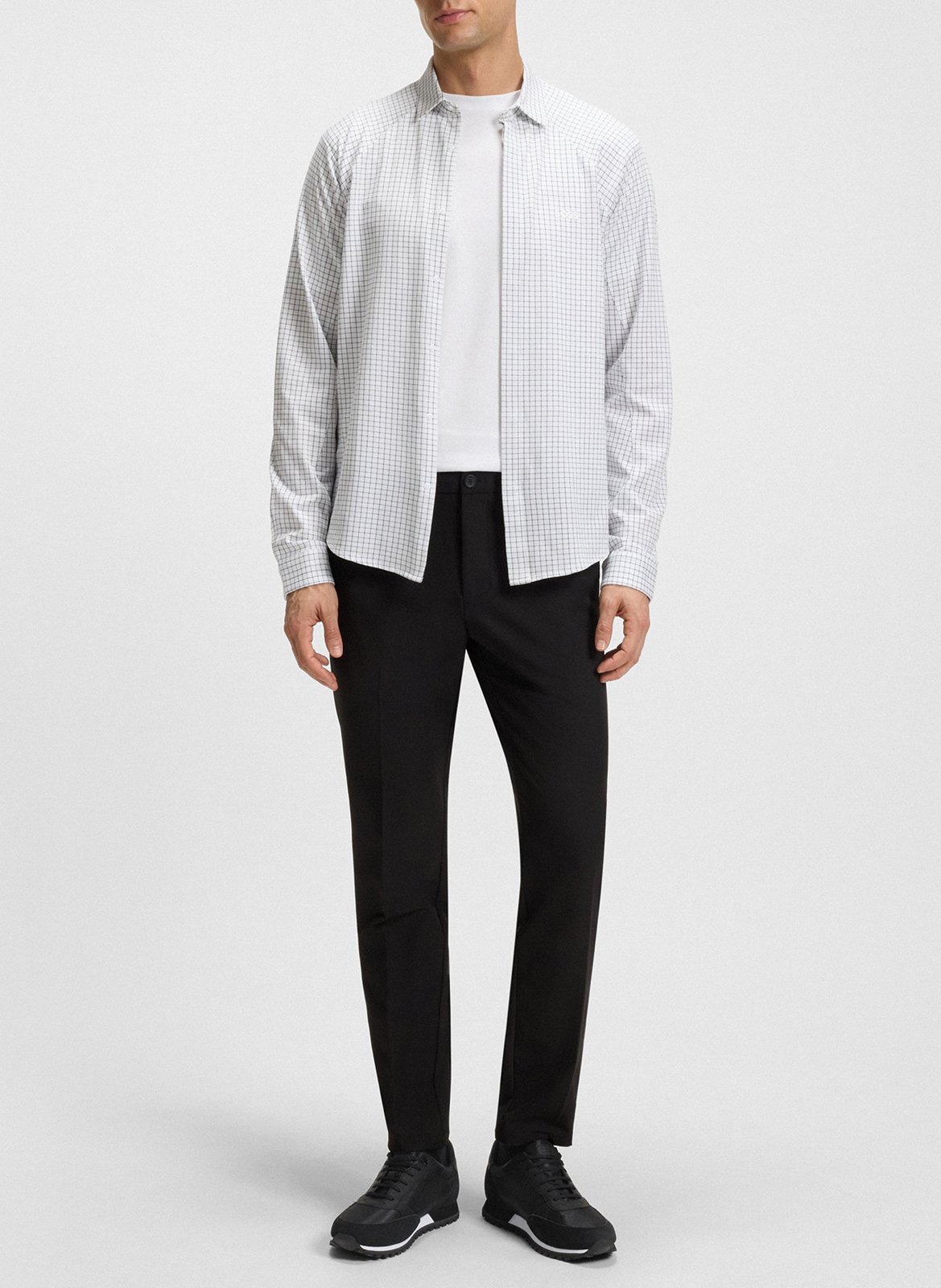 Baskets basses en cuir mélangé BOSS Noir