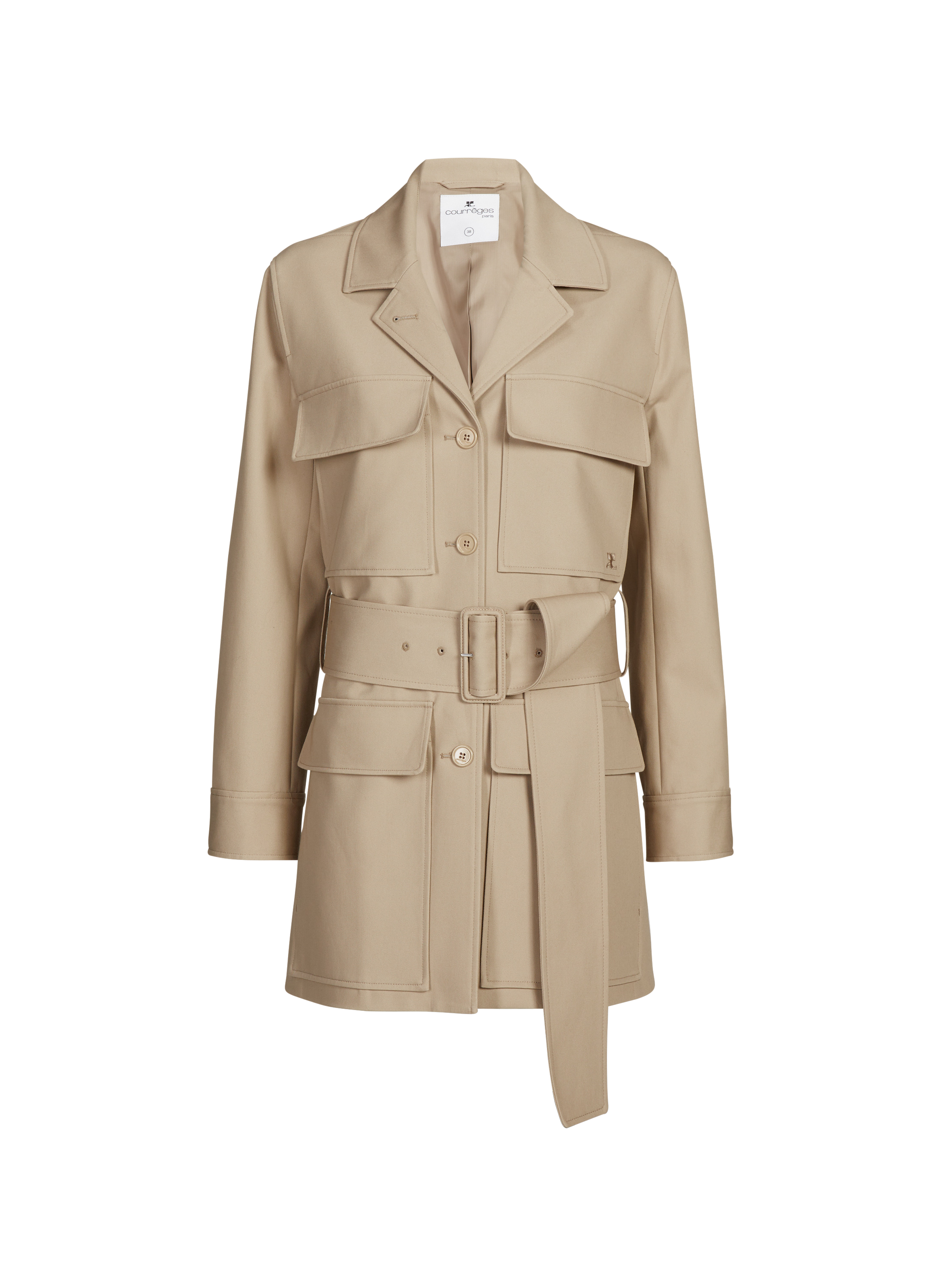 Straight multi-pocket cotton jacket COURRÈGES Beige