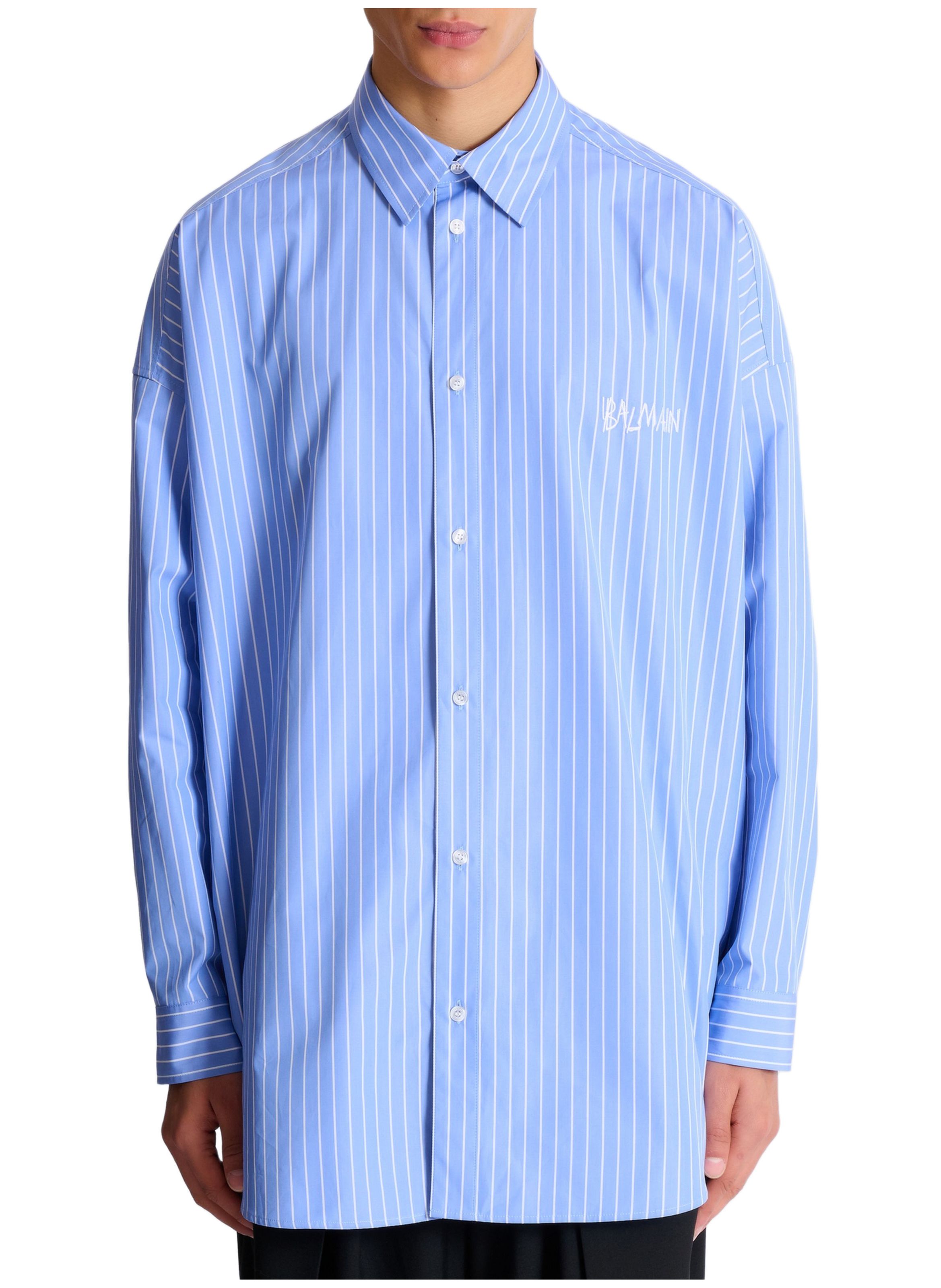 Chemise décontractée à rayures BALMAIN Bleu