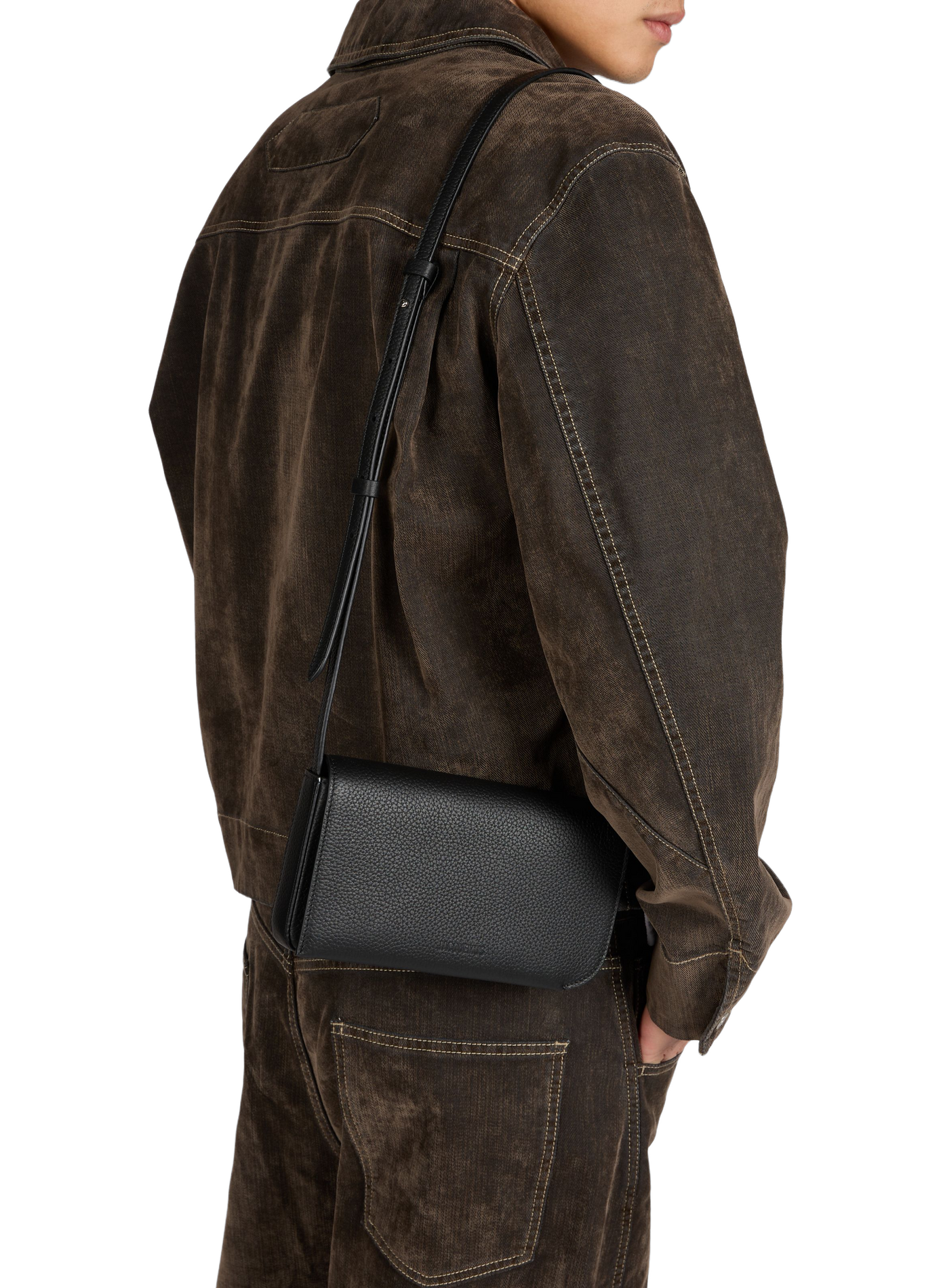 Sac à bandoulière grainé en coton JACQUEMUS Noir