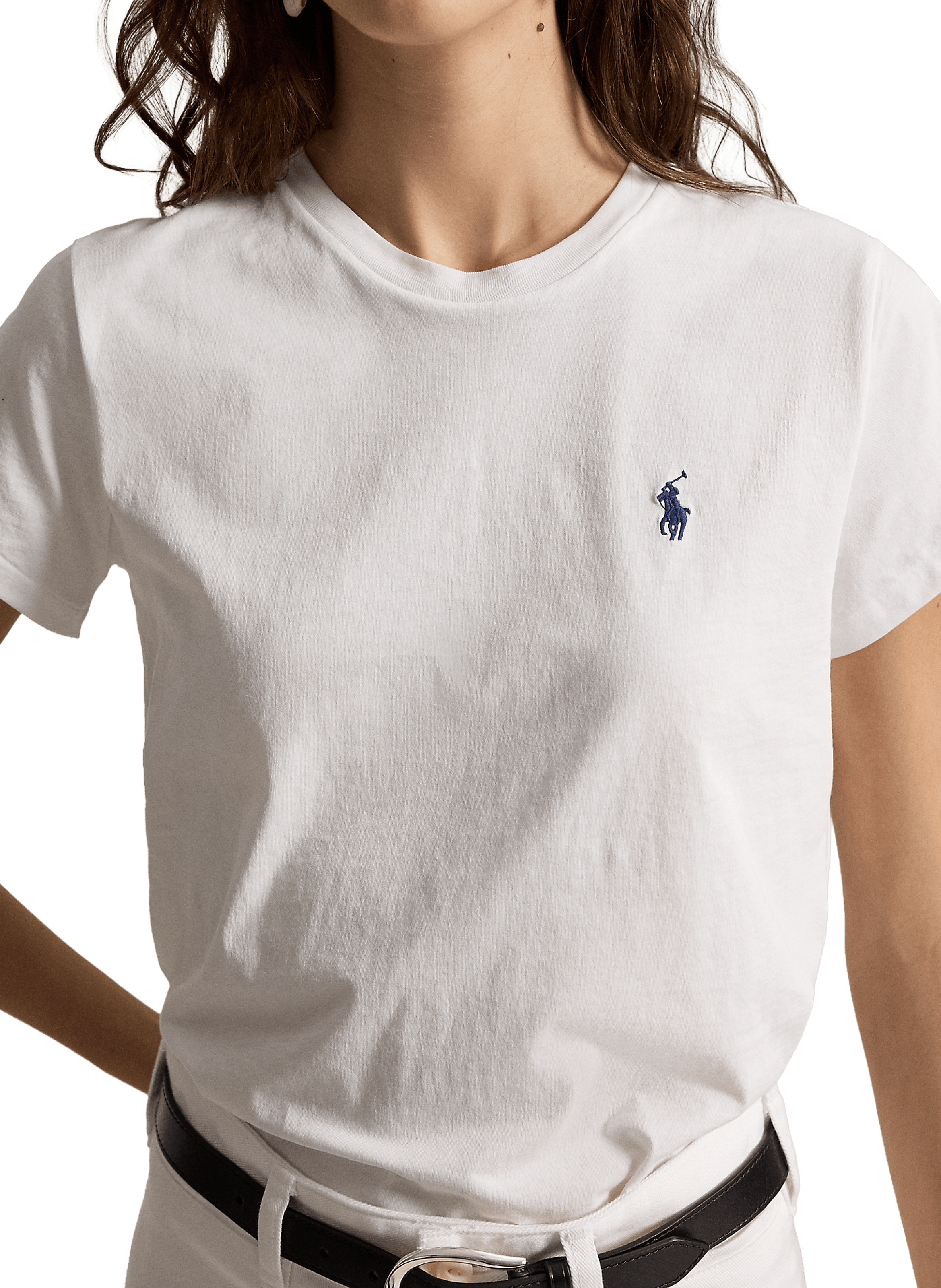 T-shirt brodé à manches courtes en coton POLO RALPH LAUREN Blanc
