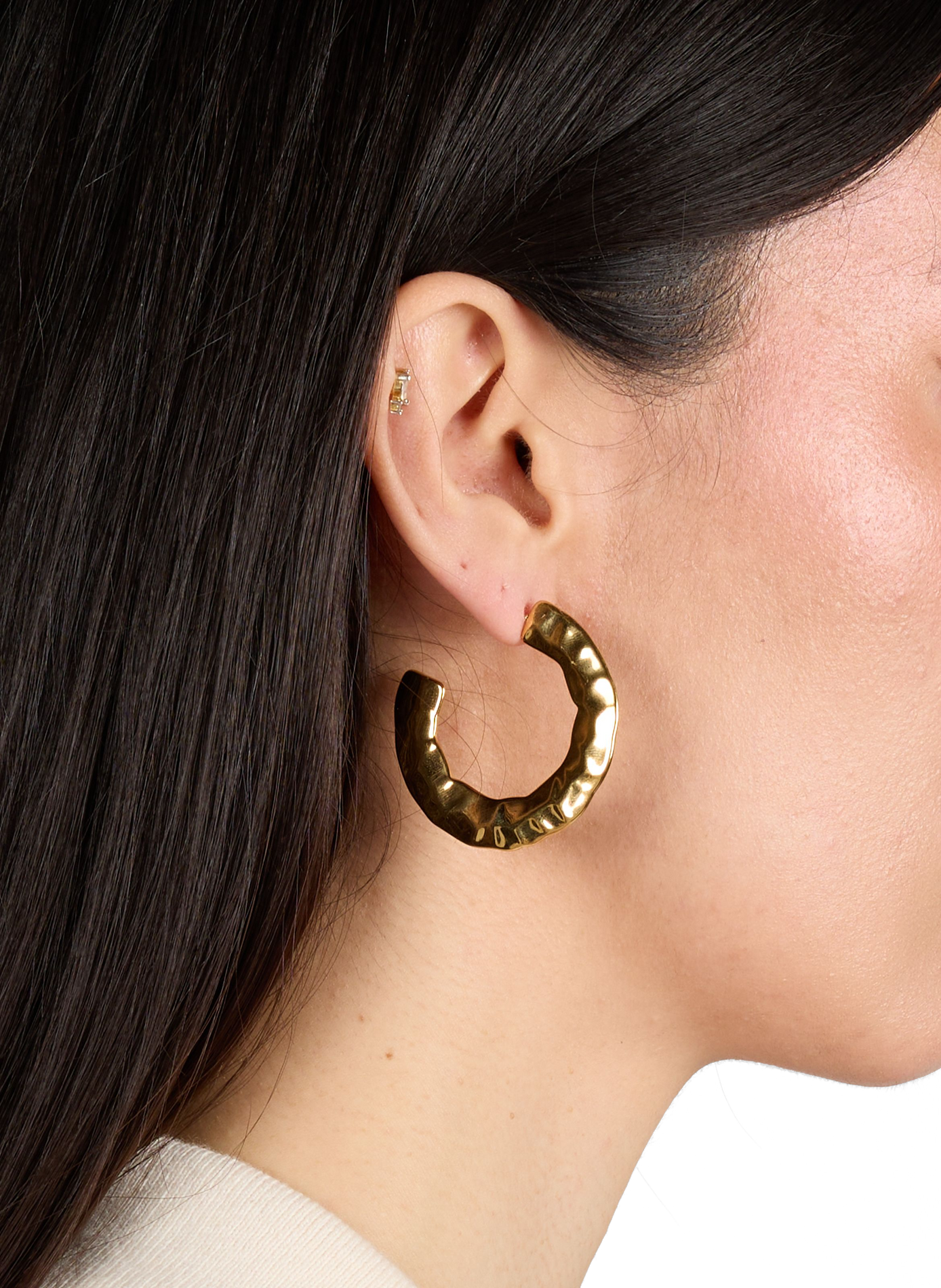 Flat hoop earrings AU PRINTEMPS PARIS Golden