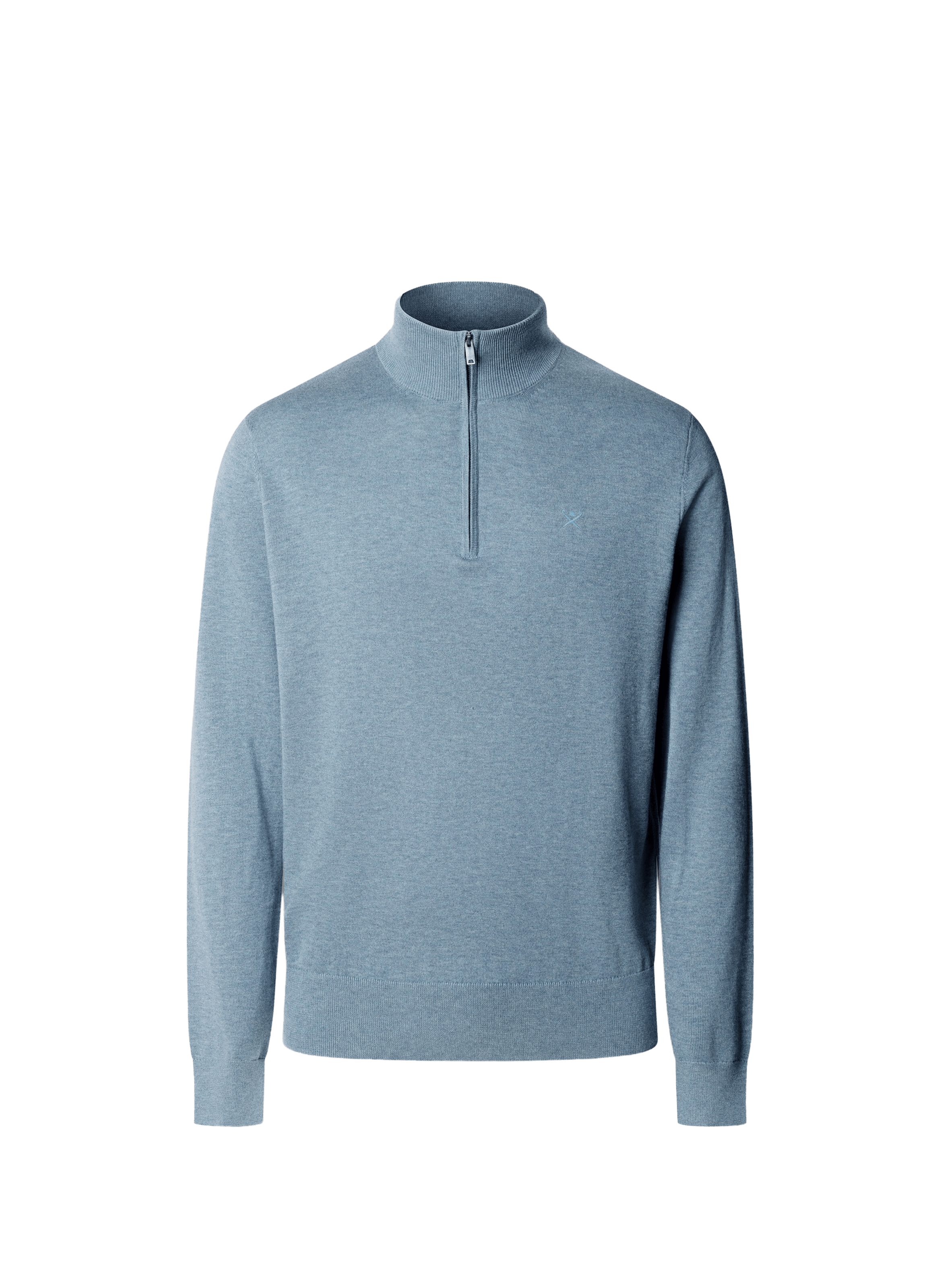 Cotton and silk zip-neck jumper HACKETT Blue