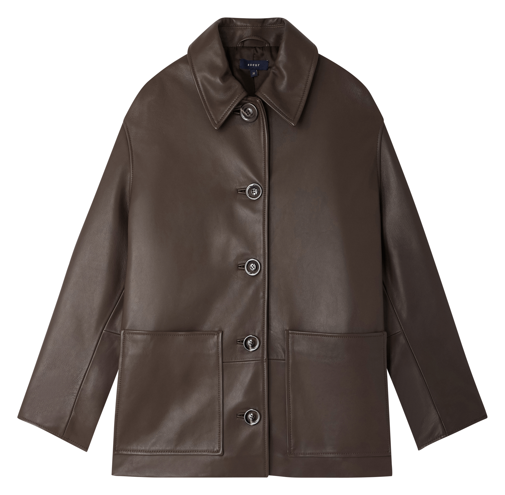 Veste col classique en cuir vincenzo SOEUR Marron