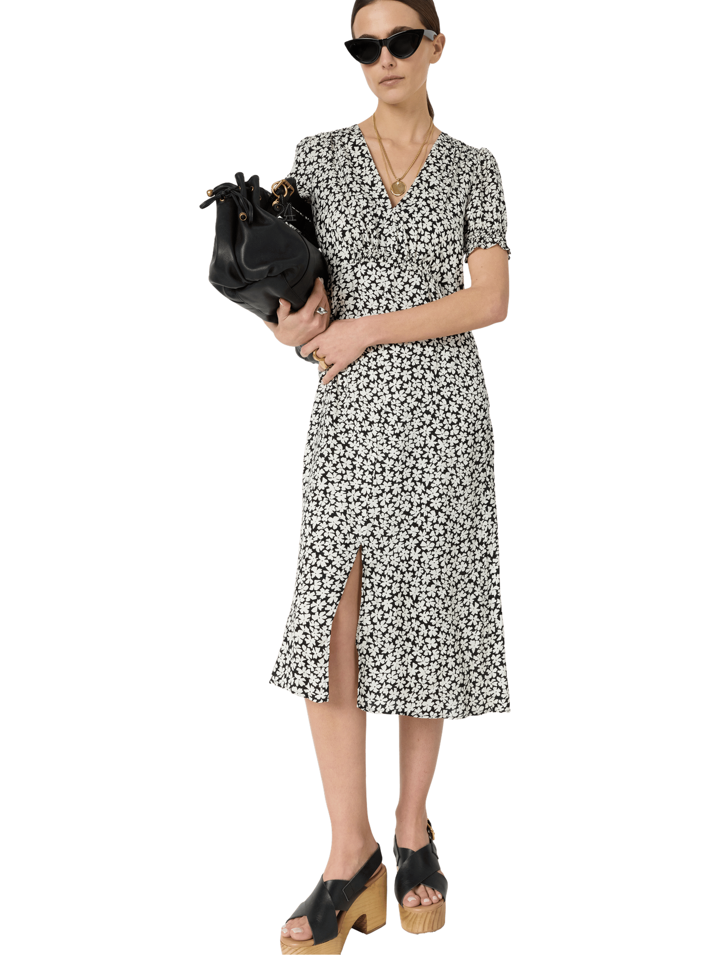 Robe longue à fleurs - rosi GERARD DAREL Noir