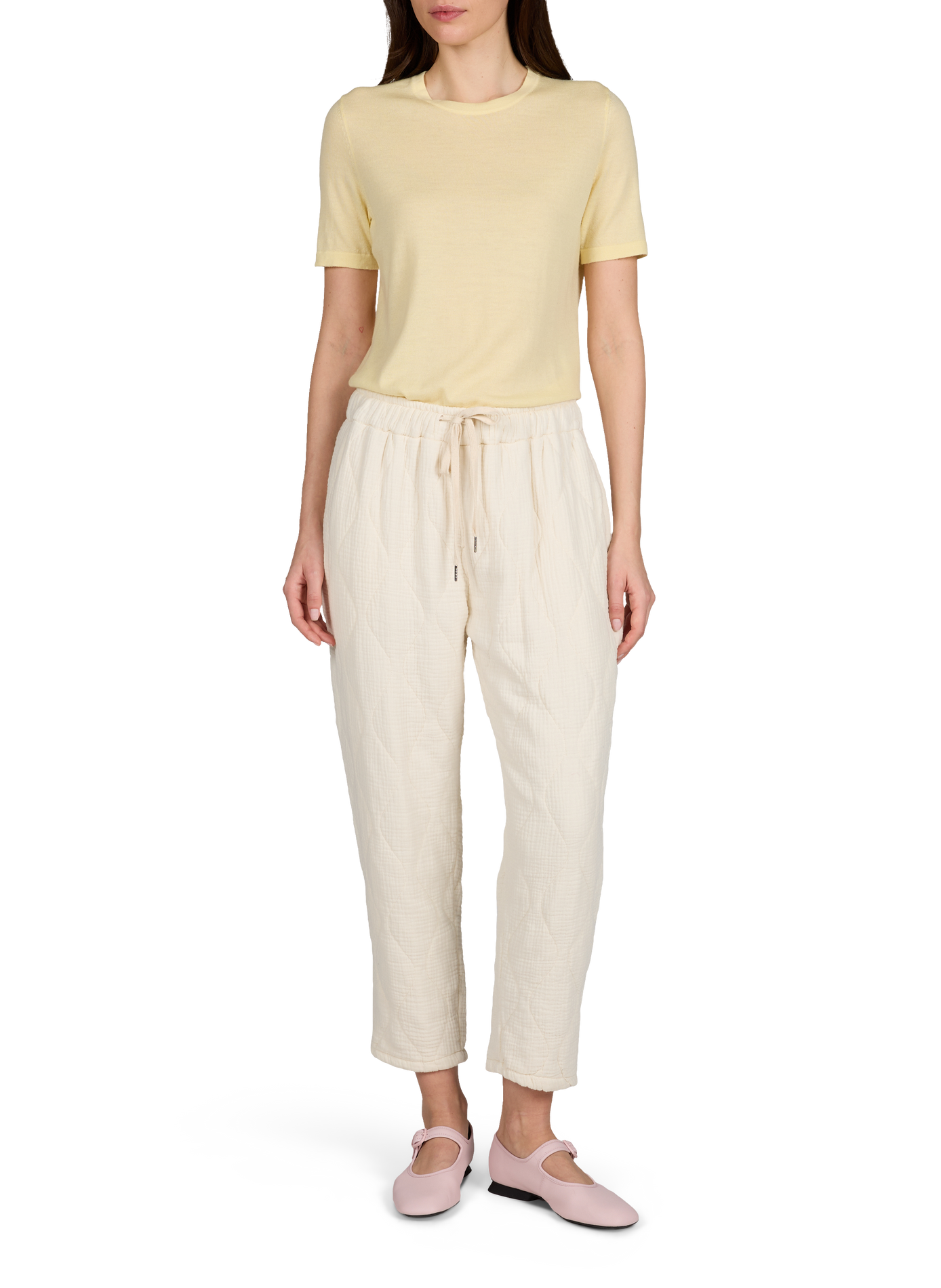 Pull col rond en laine mérinos AU PRINTEMPS PARIS Jaune