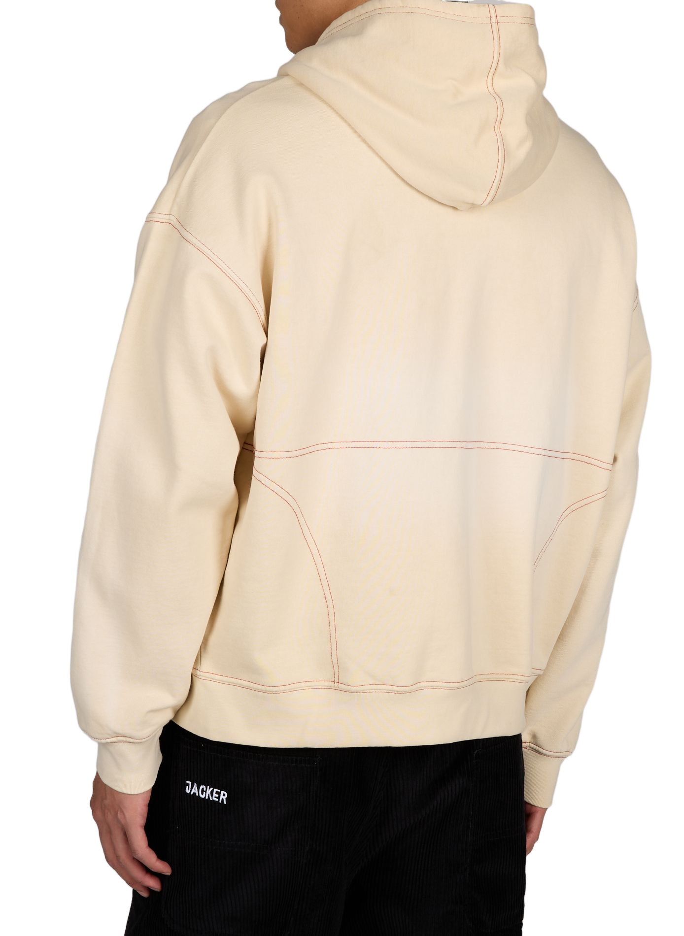 Hoodie zippé à broderies en coton JACKER. Beige