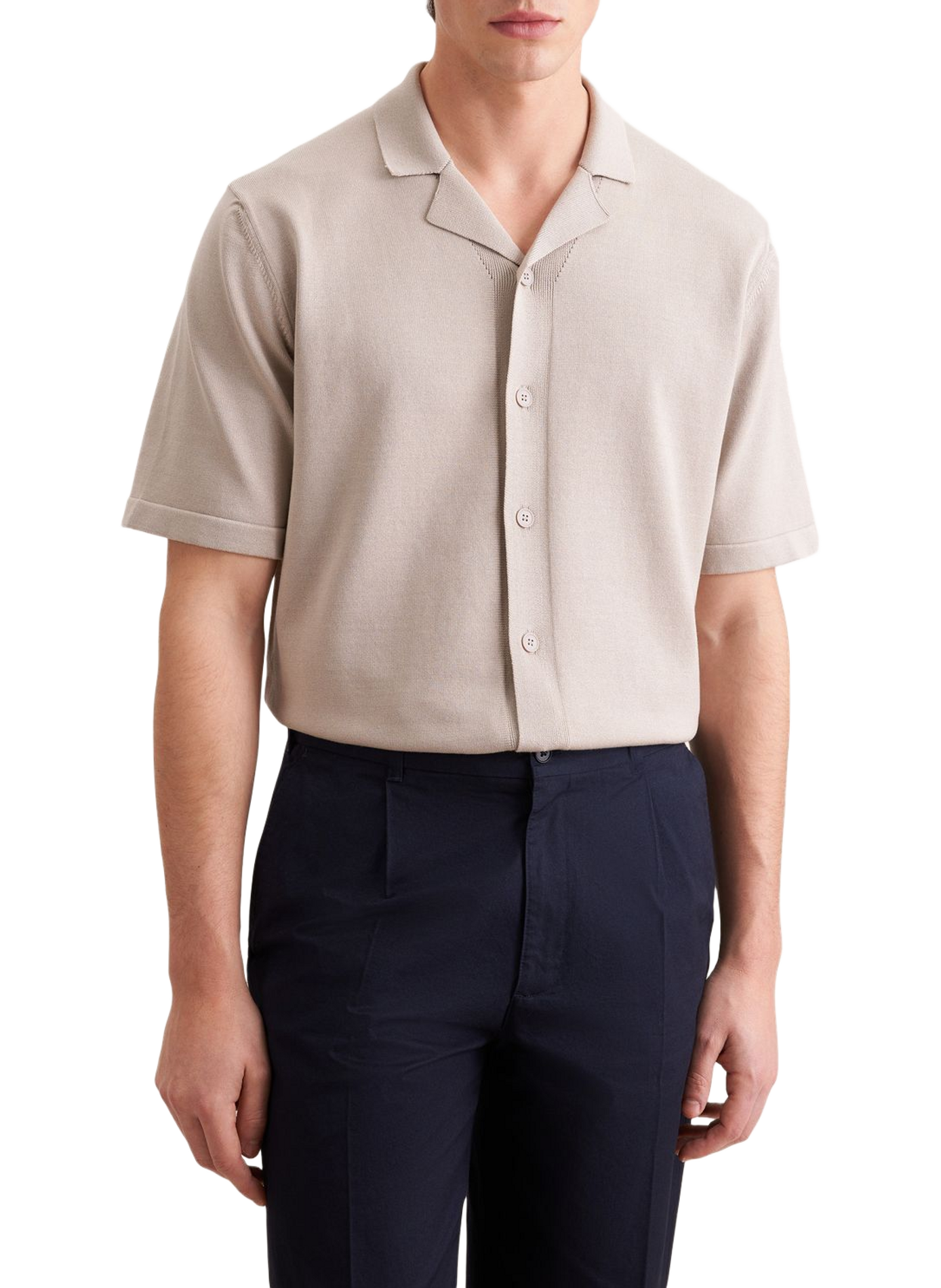Short-sleeved Cuban collar cotton polo SEIDENSTICKER Beige