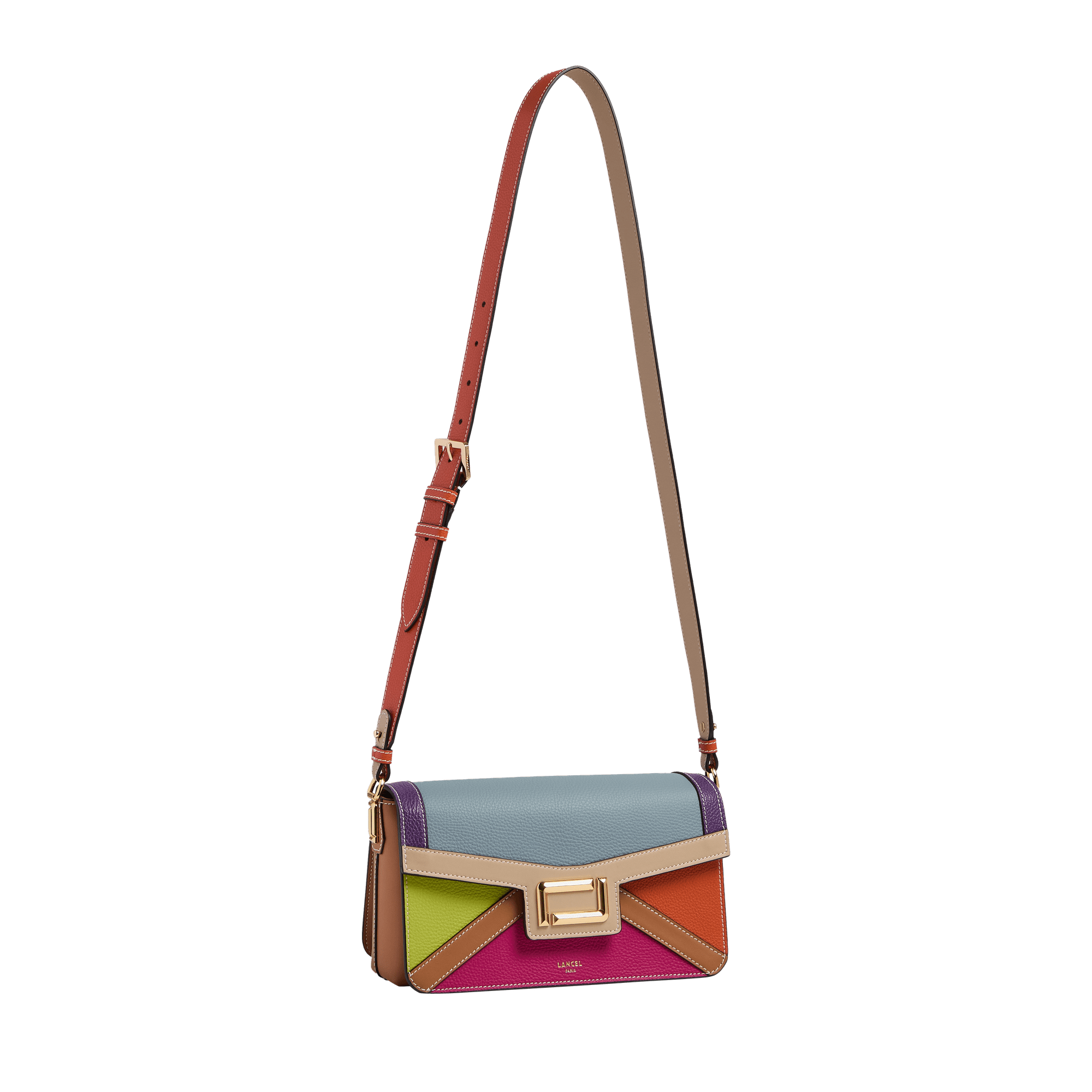 Angèle flap bag medium by lancel in leather LANCEL Purple