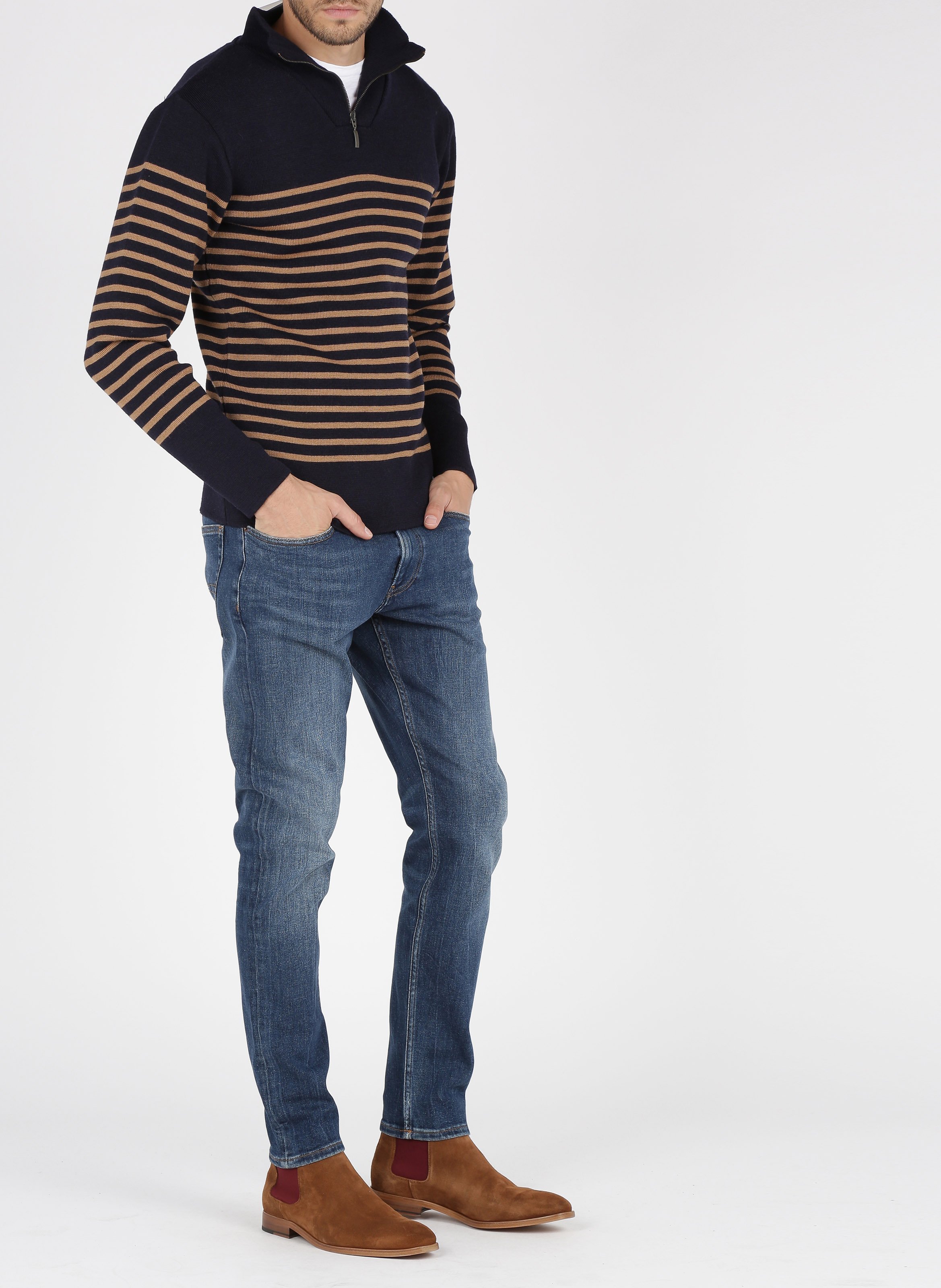 Tee-shirt regular-fit à col rond en coton bysapick AMERICAN VINTAGE Blanc