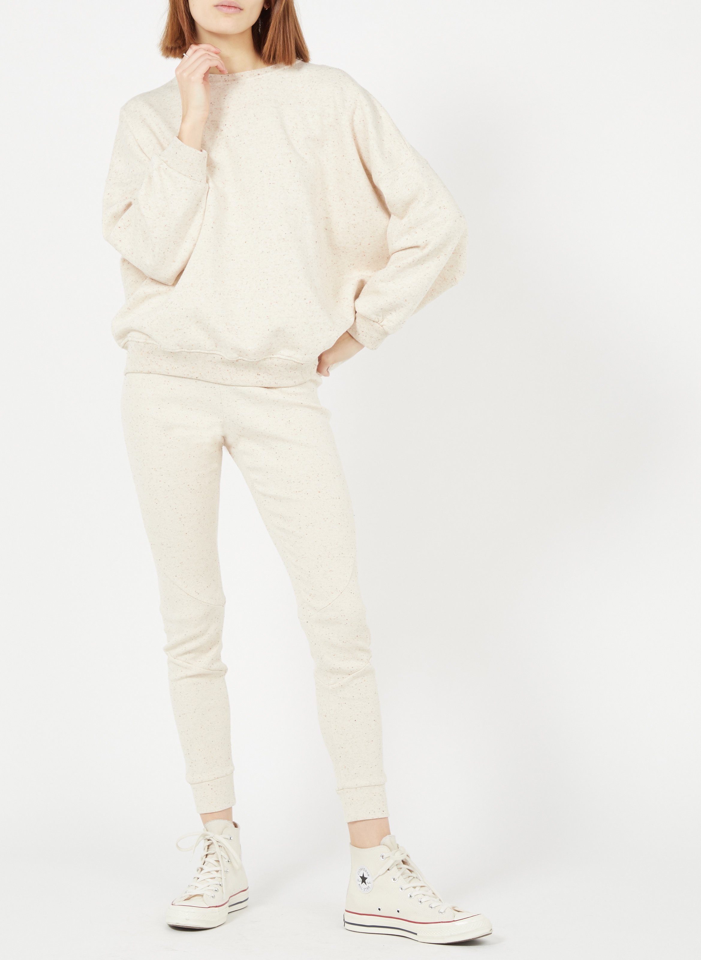 Sweat col rond oversize en coton mélangé chebbi SESSUN Beige