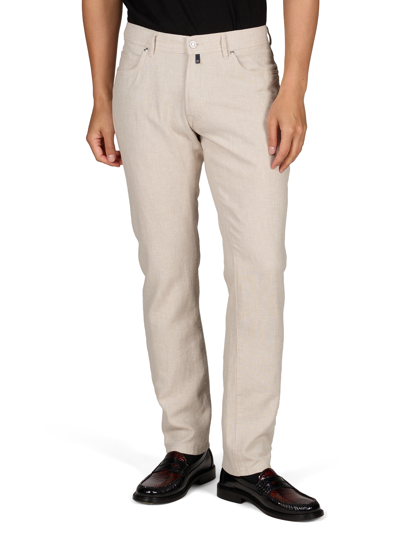 Regular fit pants in cotton and linen PIERRE CARDIN Beige