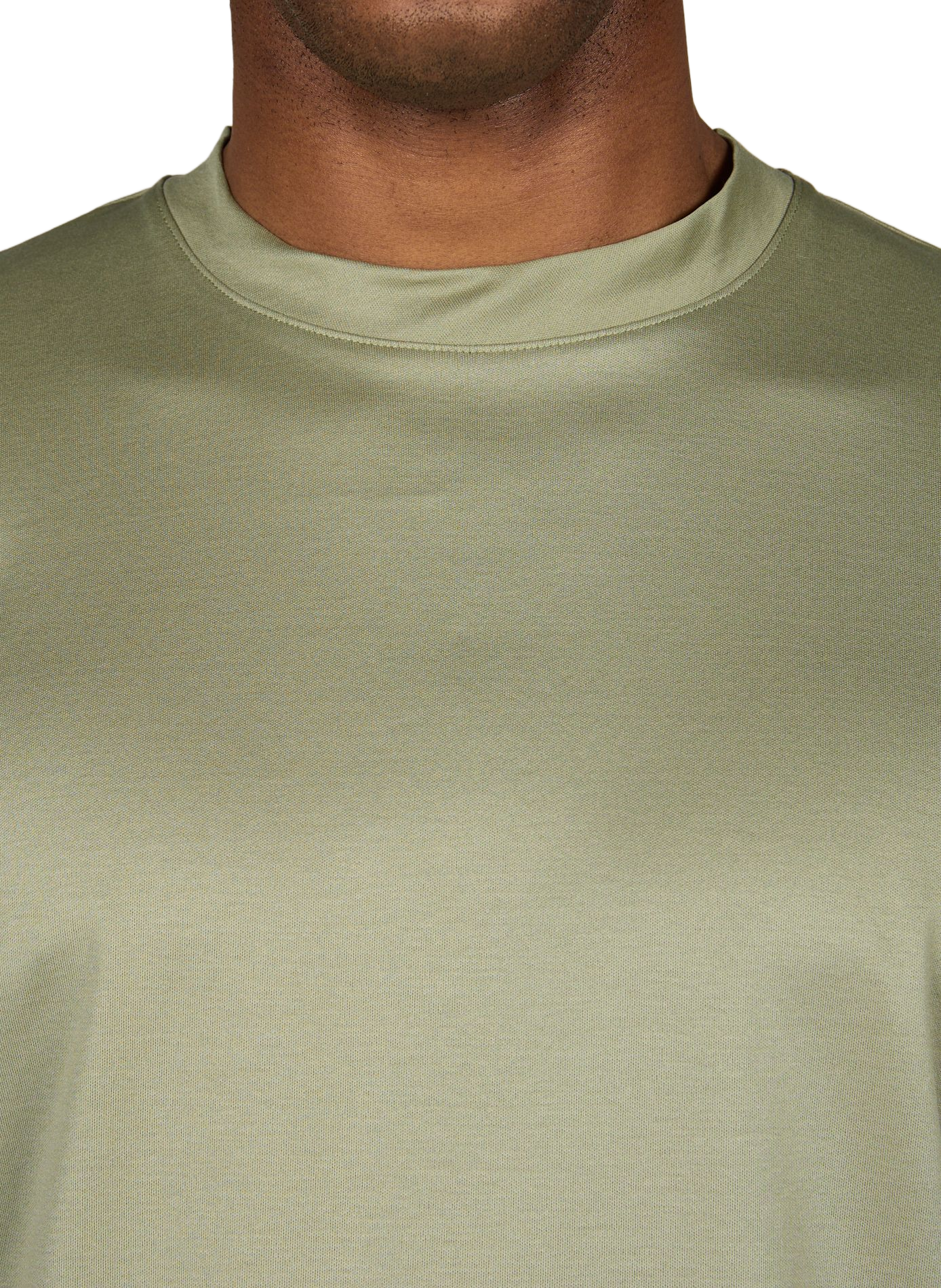 Effen T-shirt met ronde hals van katoen. AURELIEN Kaki