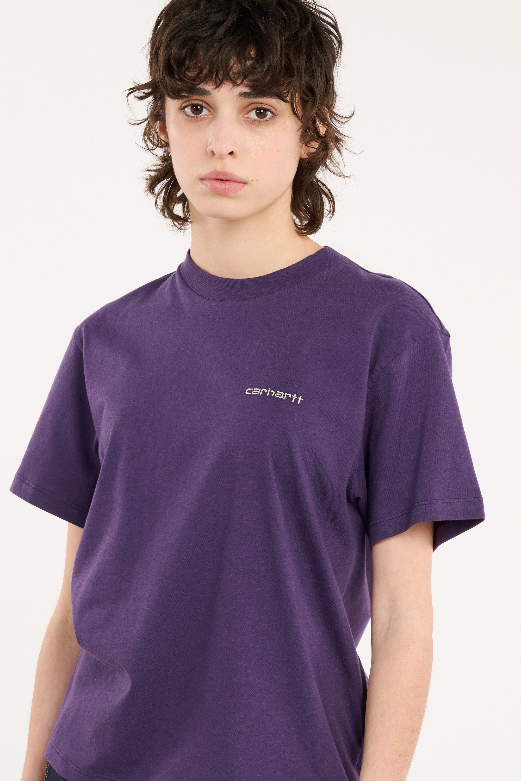 T-shirt w' s/s script embroidery t-s CARHARTT WIP Violet