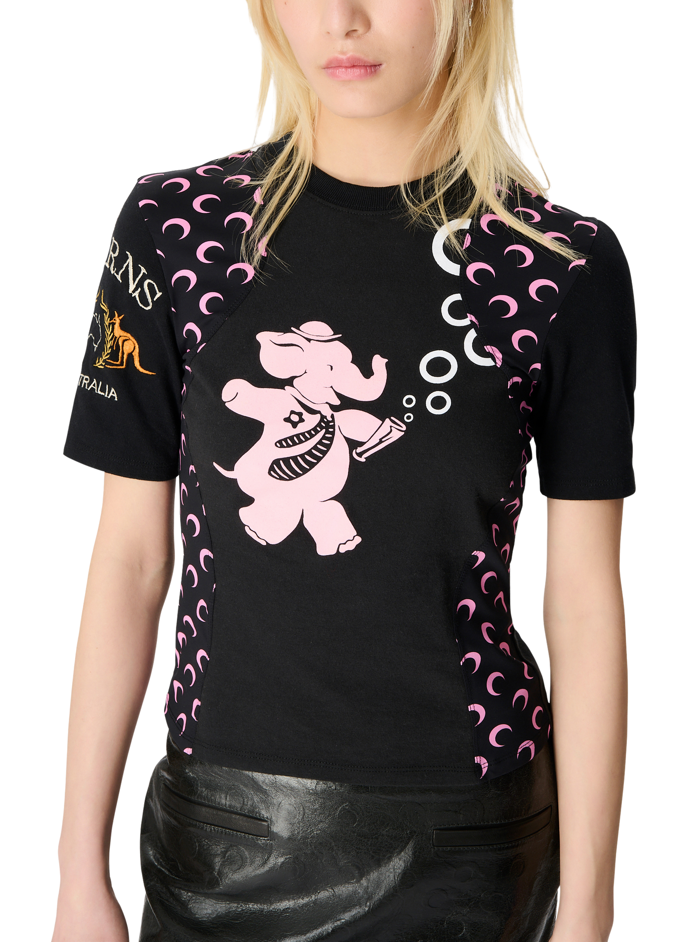 T-shirt baby fit en jersey upcyclé MARINE SERRE Noir