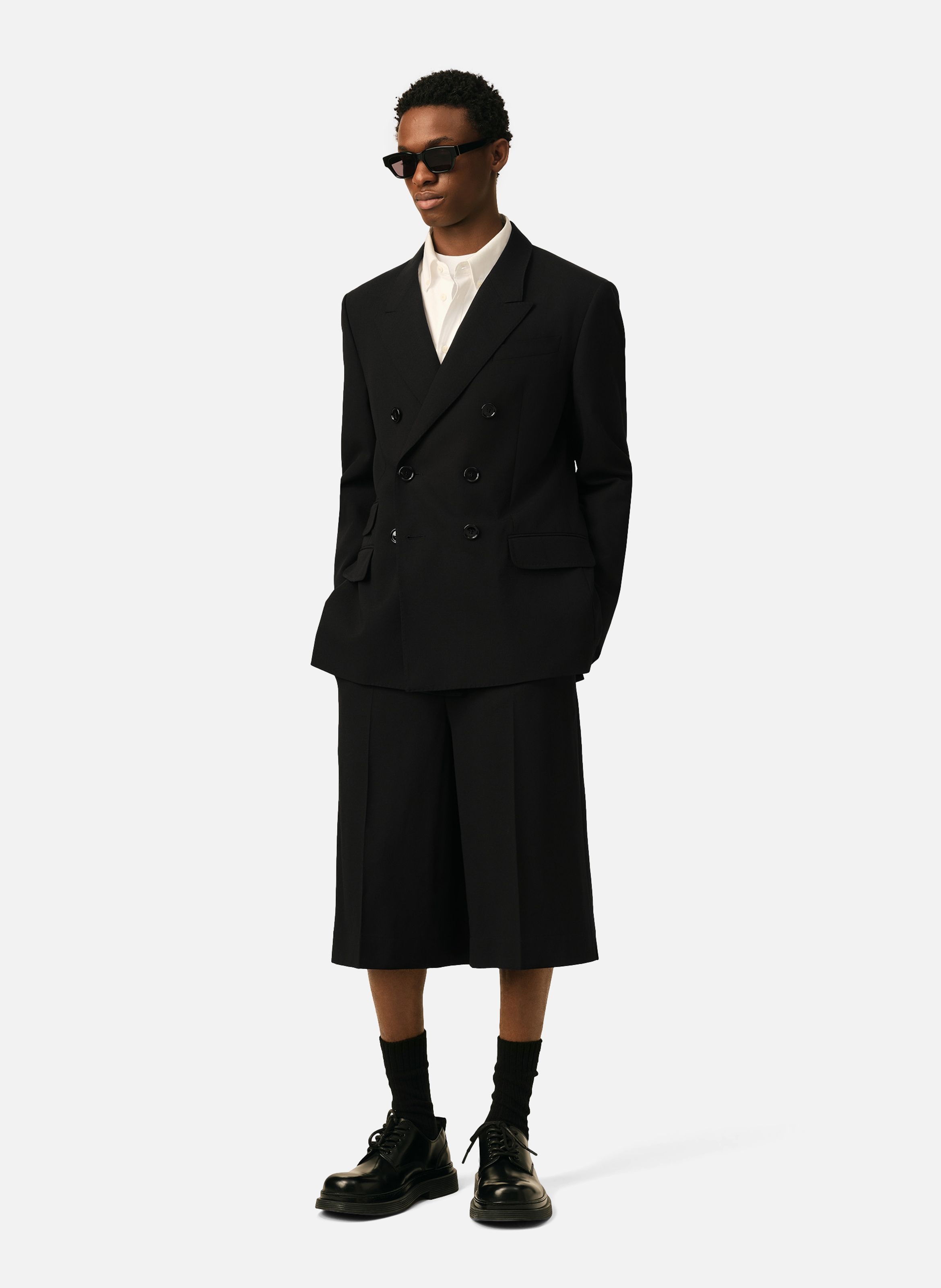 Veste droite double boutonnage en laine AMI PARIS Noir