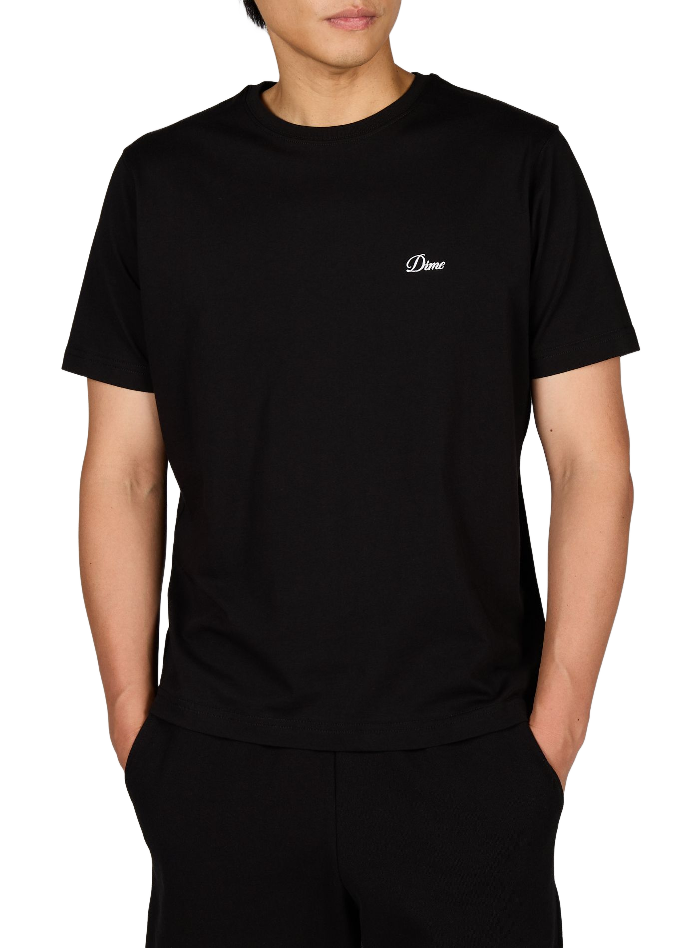 T-Shirt mit kurzen Ärmeln und Stickerei aus Baumwolle DIME Schwarz