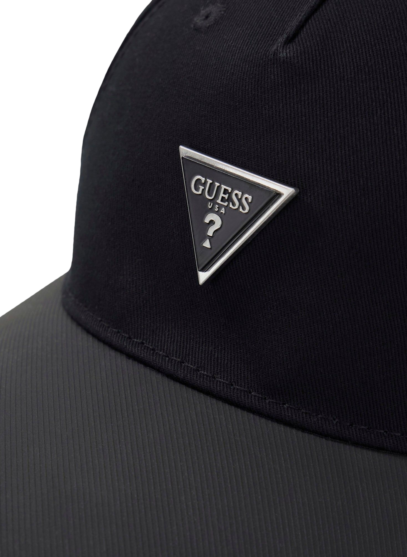 Solid Cotton Cap with Metallic Logo GUESS Black