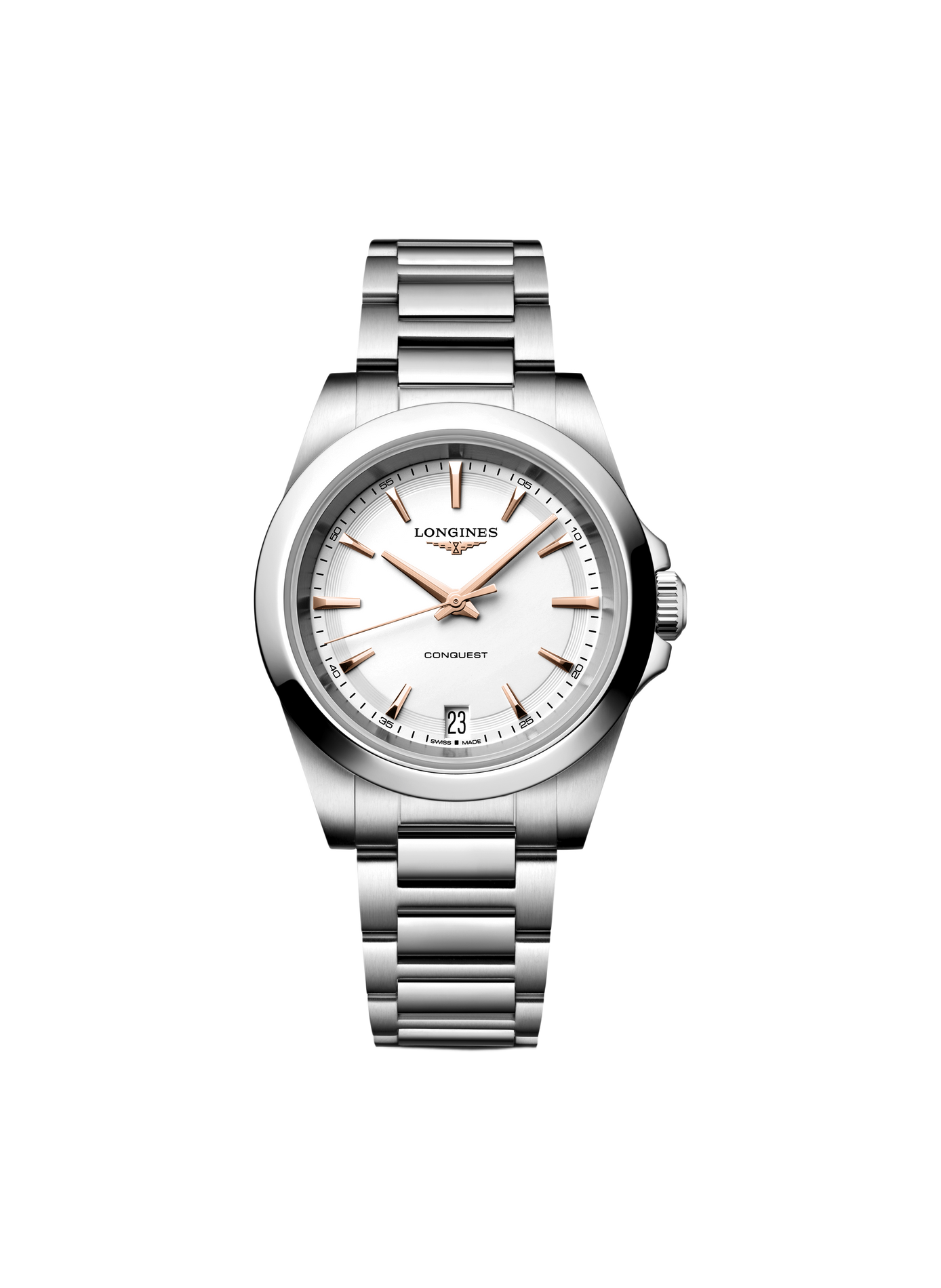 Montre qurartz Conquest 2023 en acier inoxydable LONGINES Blanc